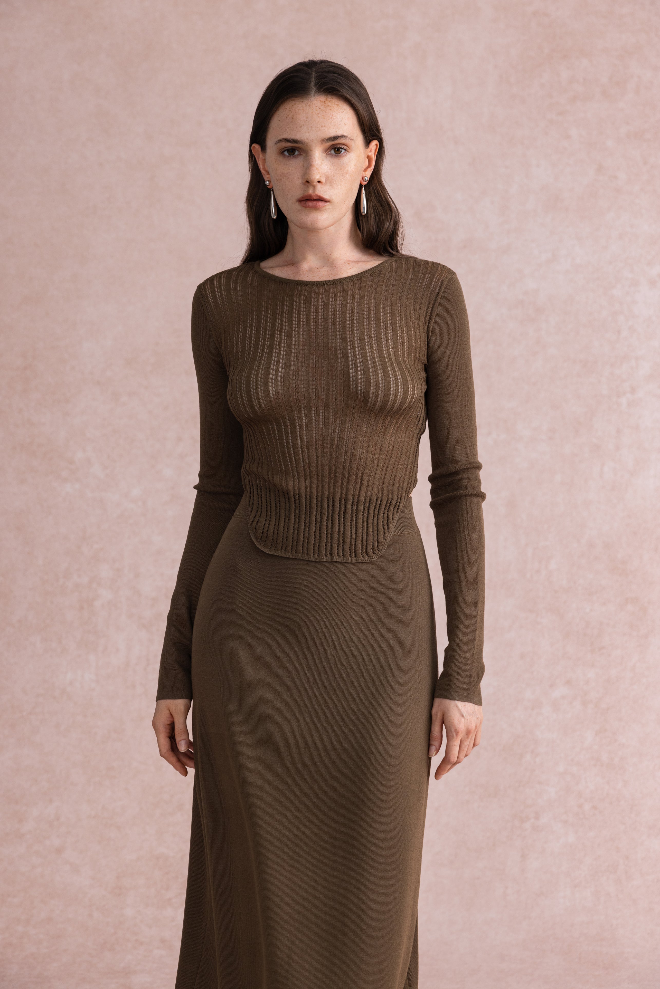 High-low hem knit set