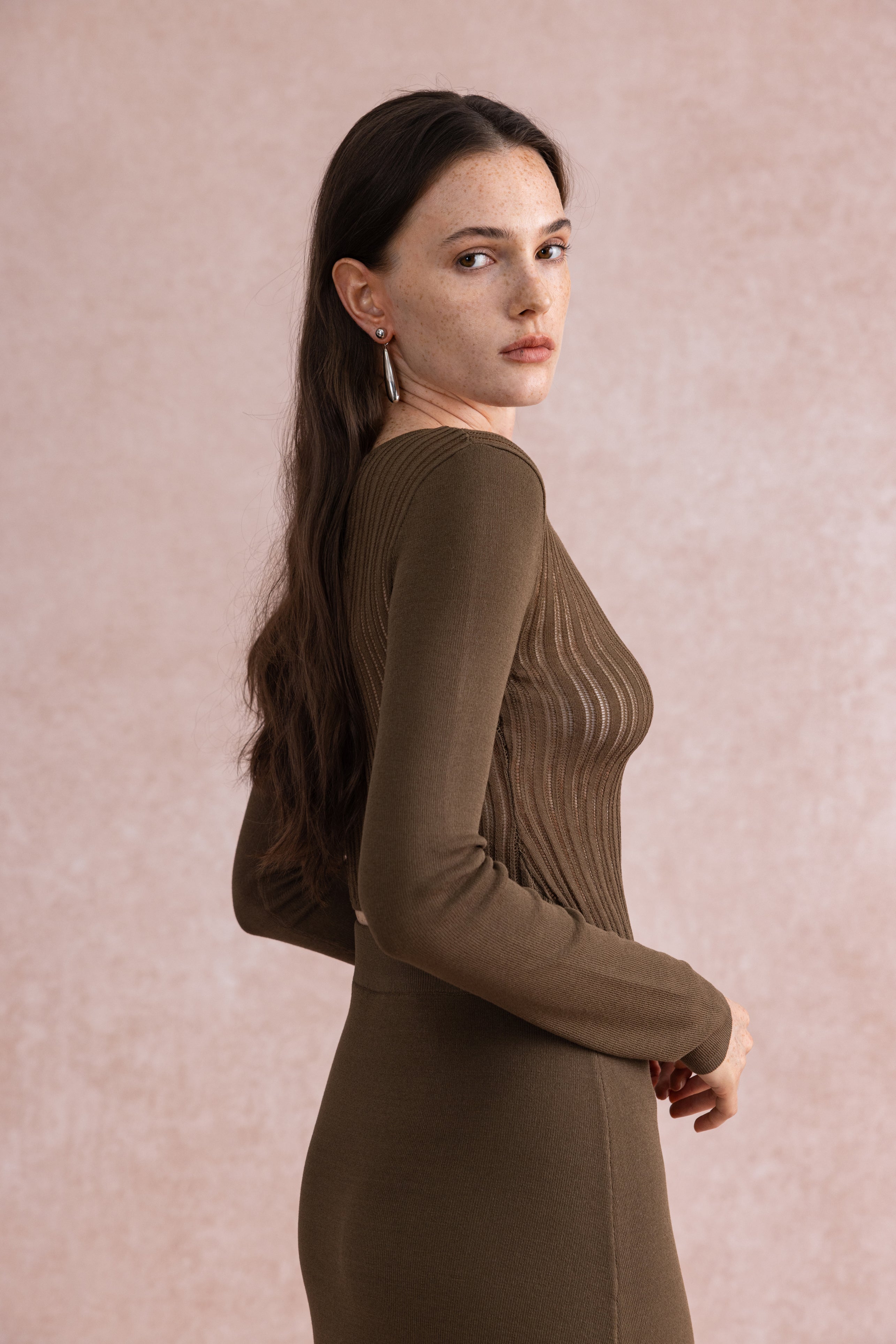 High-low hem knit set