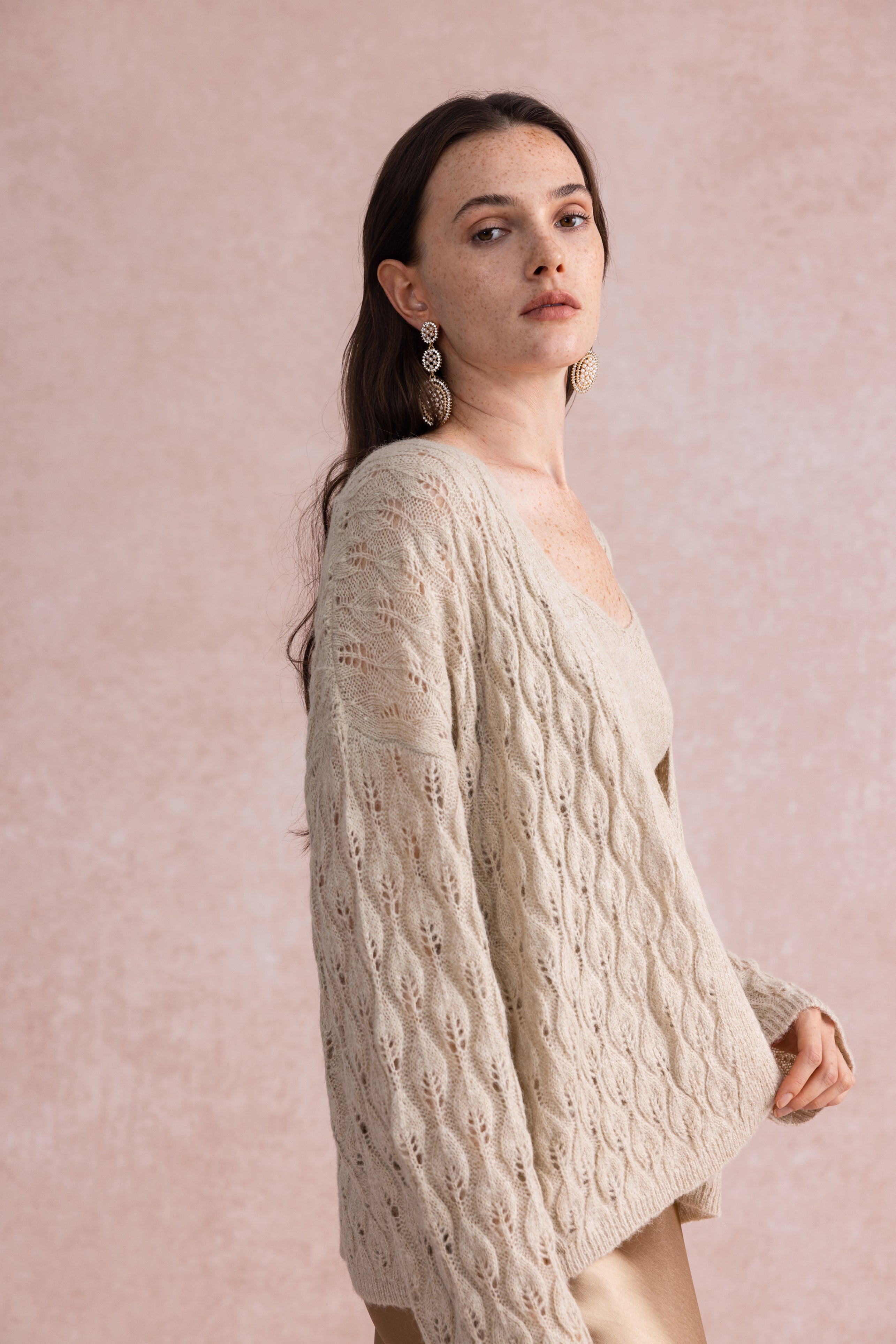 Leaf knit two-piece set