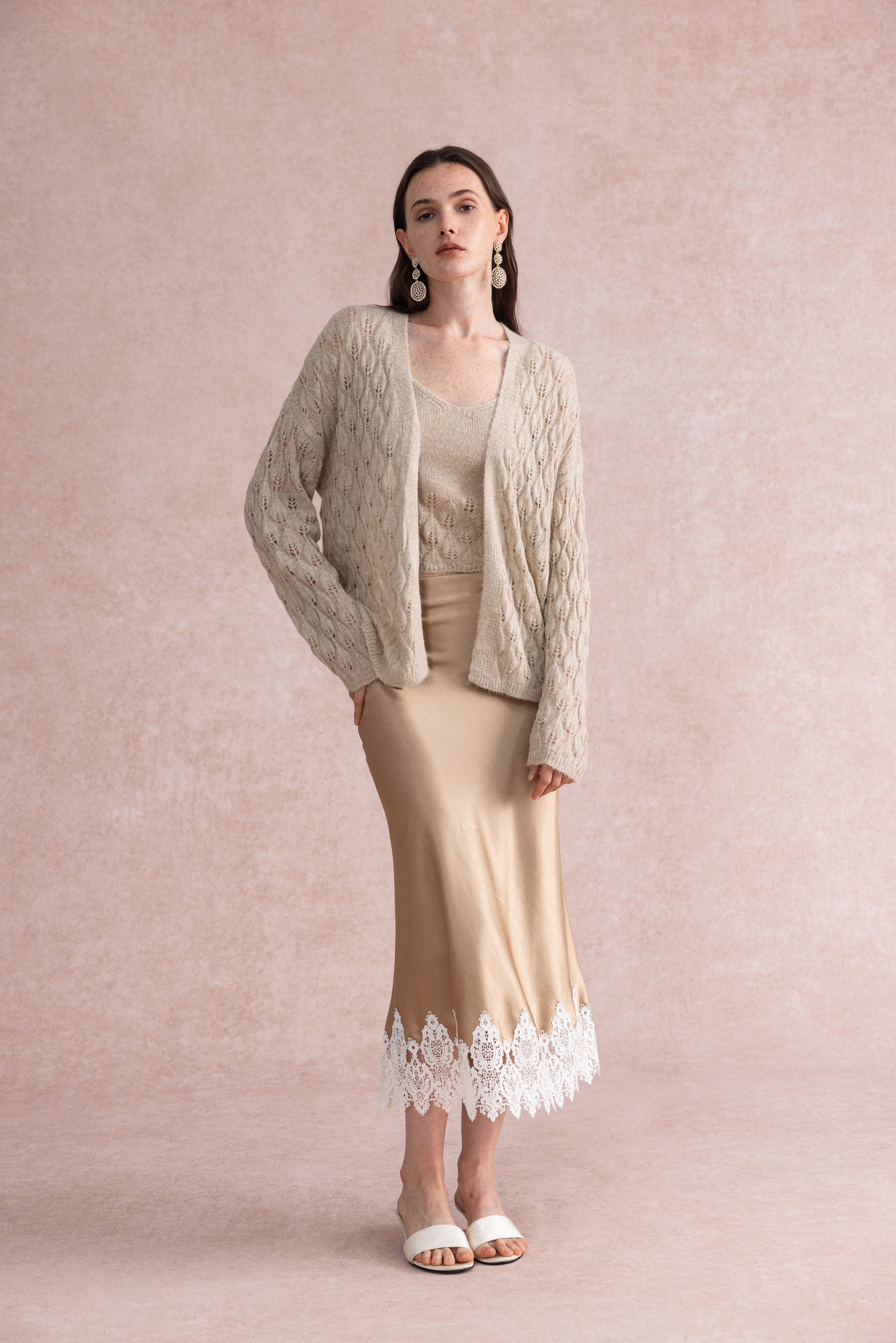 Leaf knit two-piece set