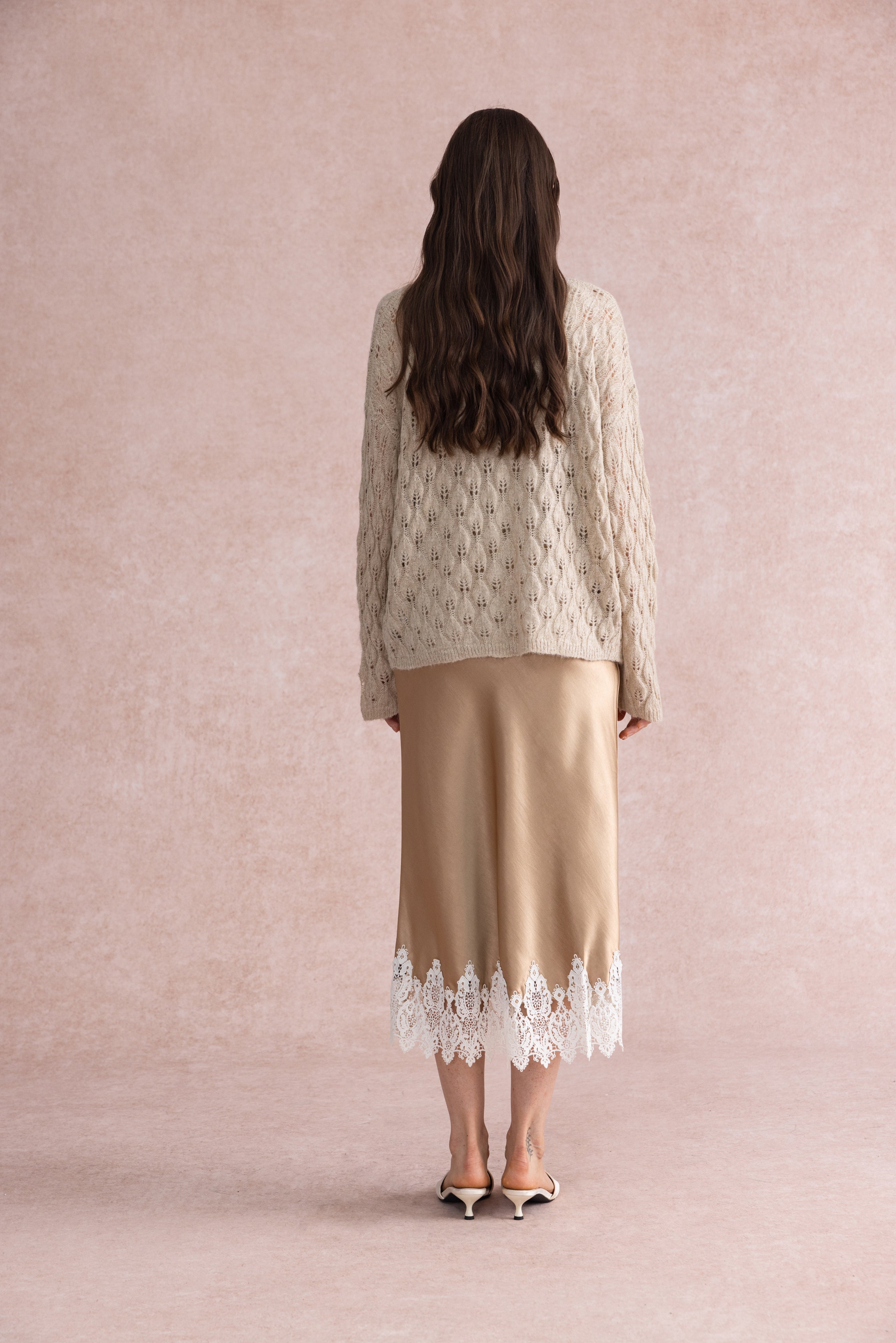 Leaf knit two-piece set