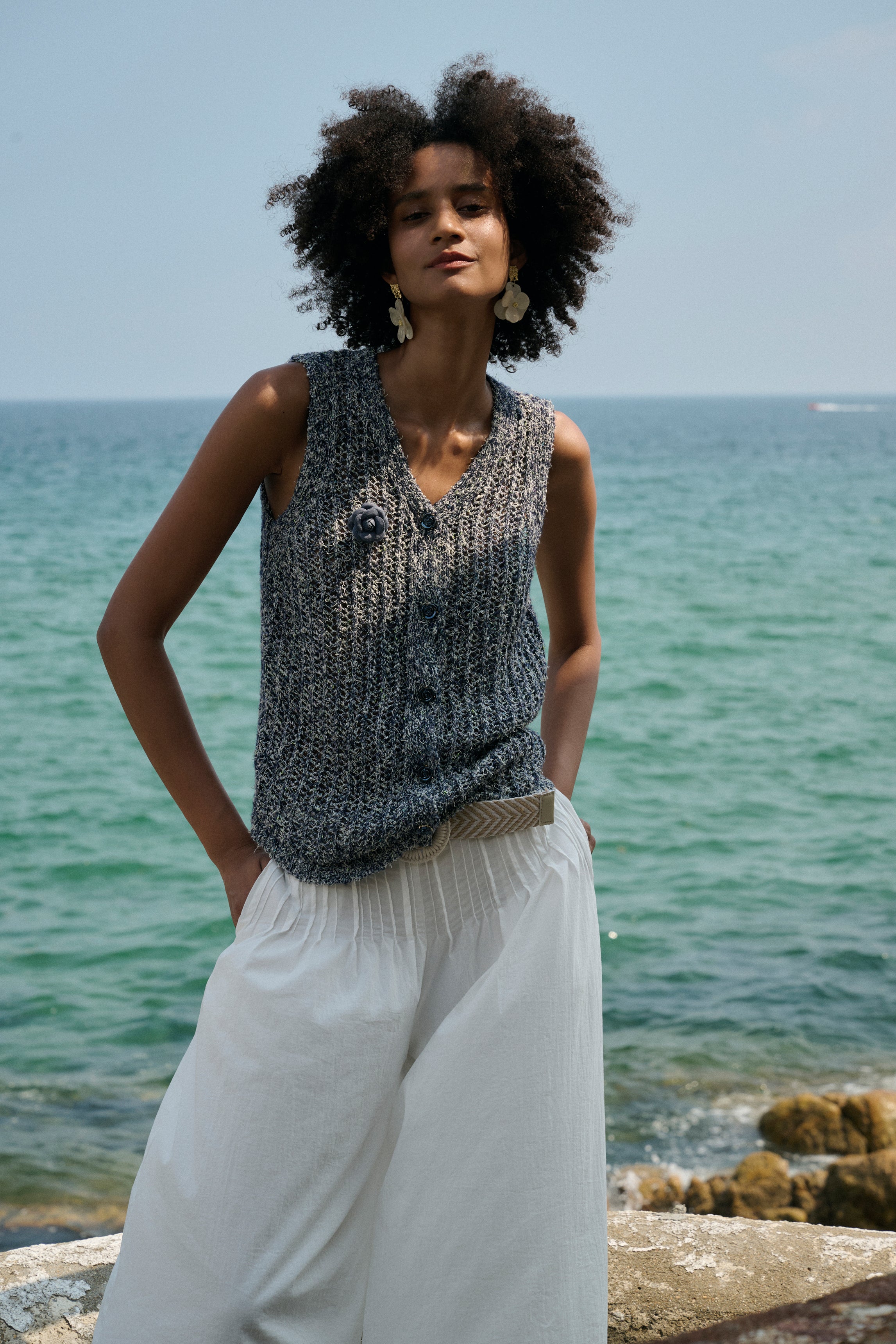 Lightweight open knit vest