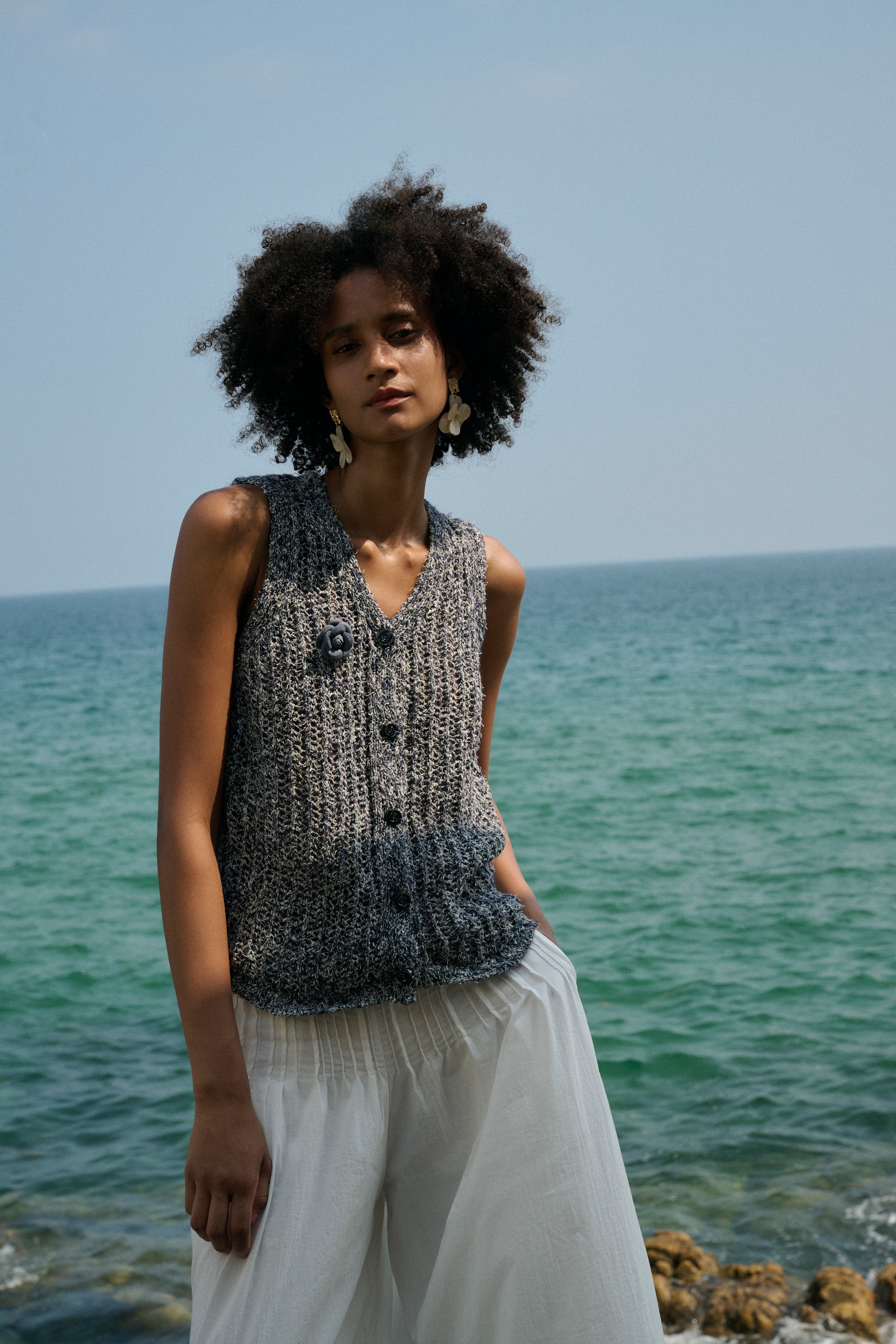 Lightweight open knit vest