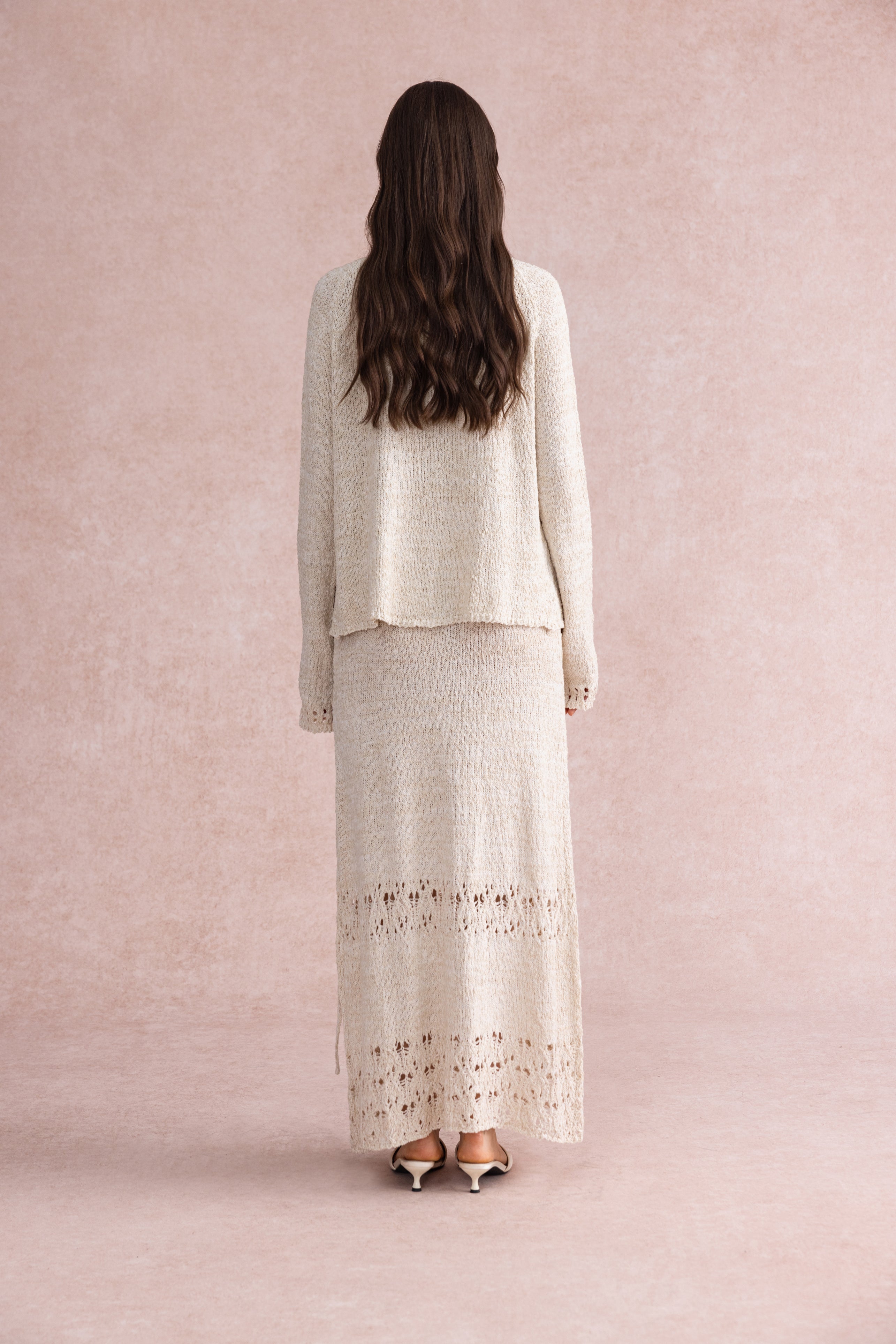 Lightweight openwork maxi skirt