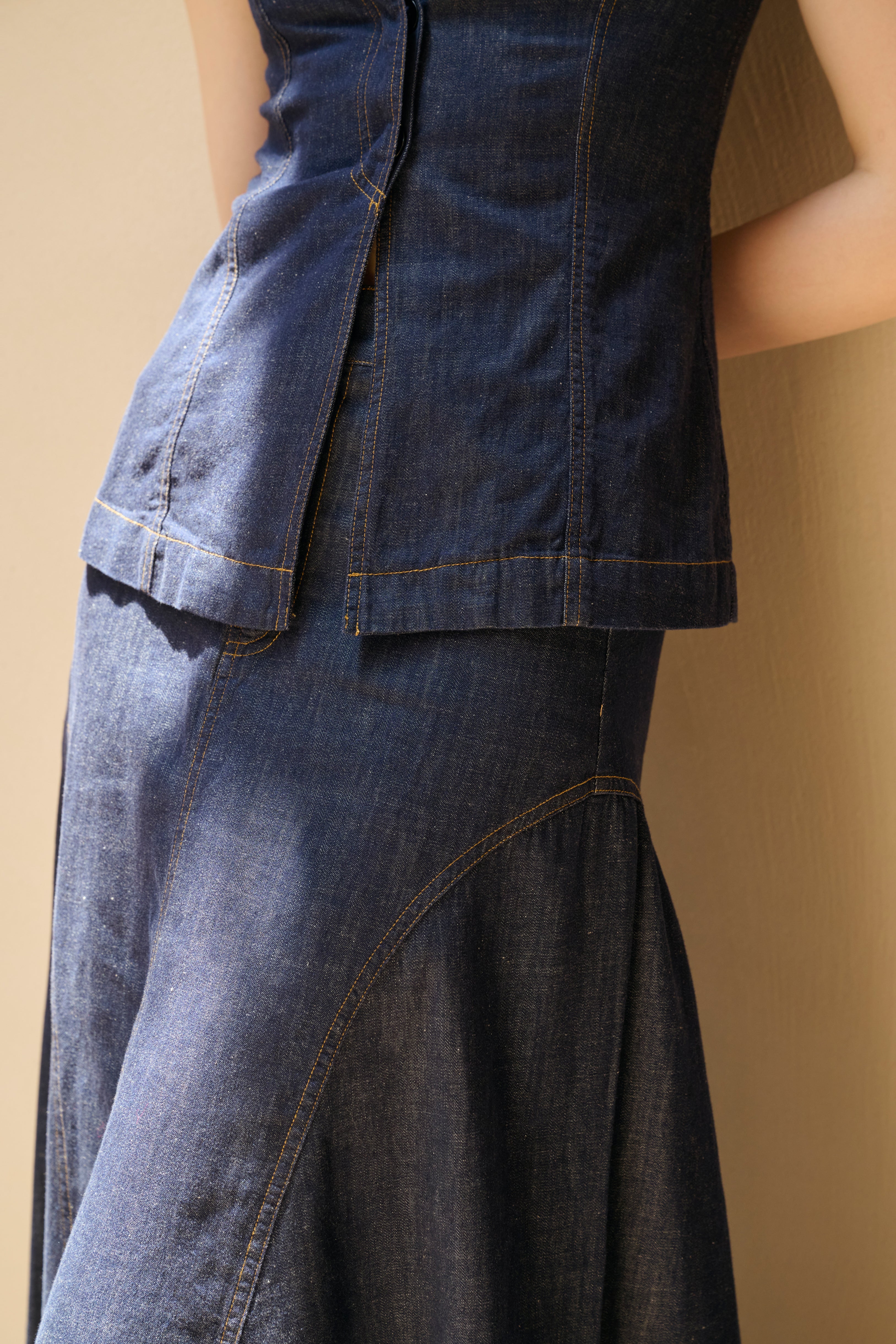 Lightweight tailored denim vest