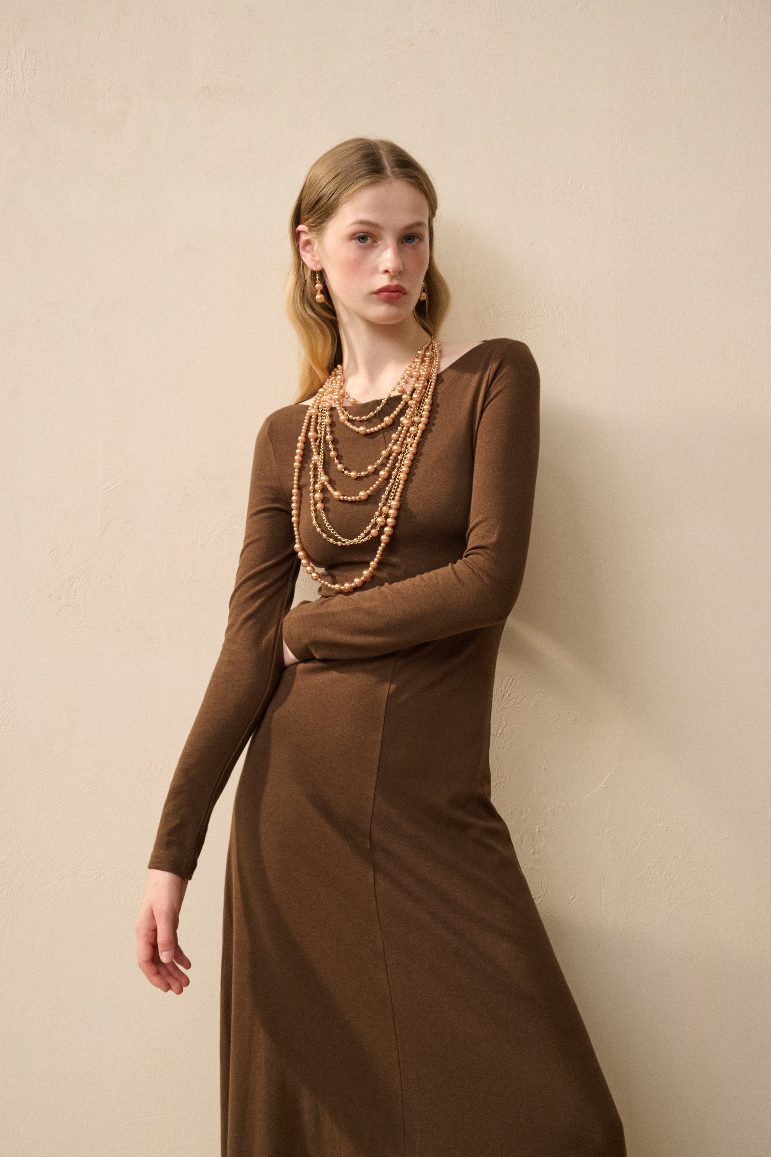 Long sleeve fit and flare dress