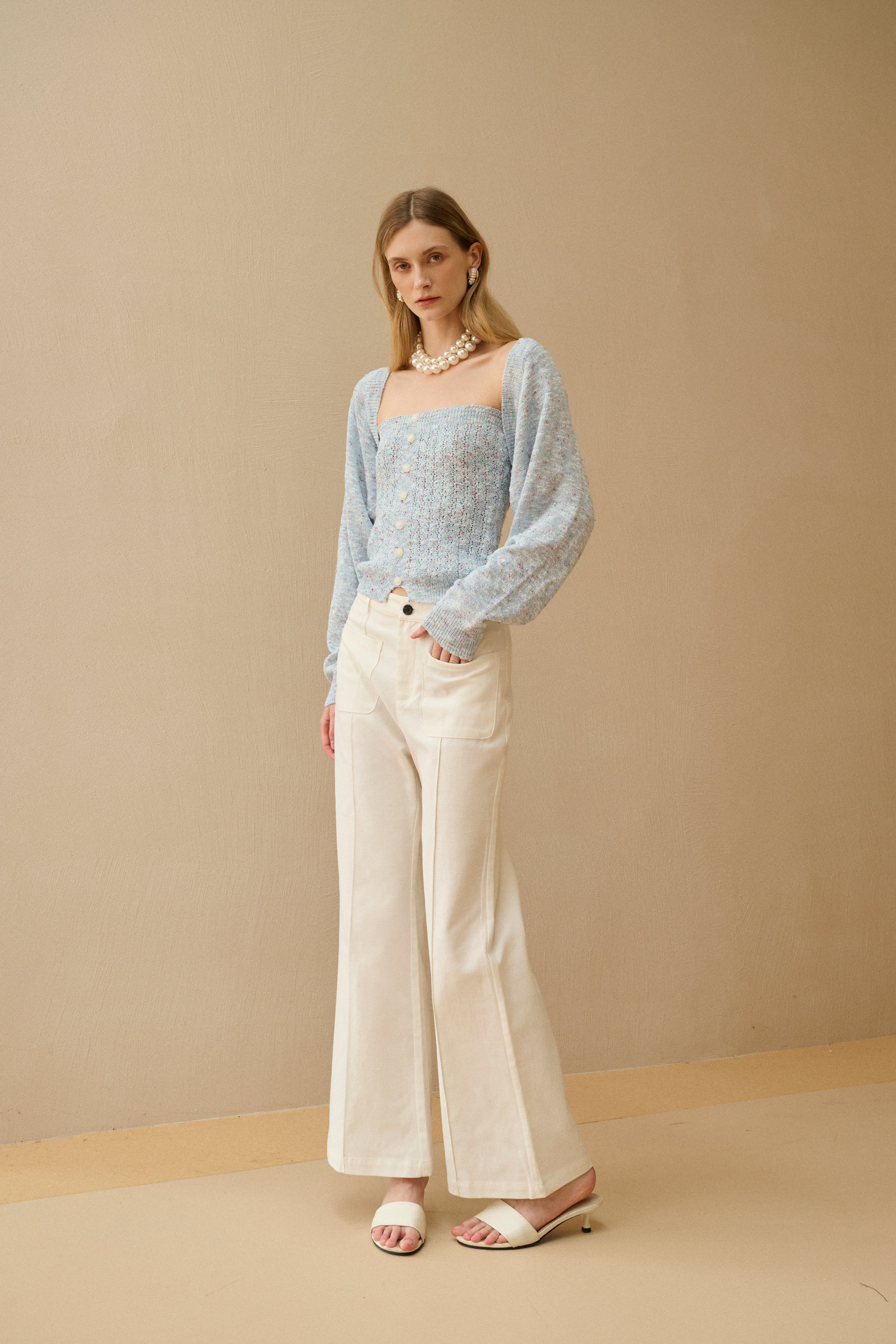Marled knit tube top & shrug