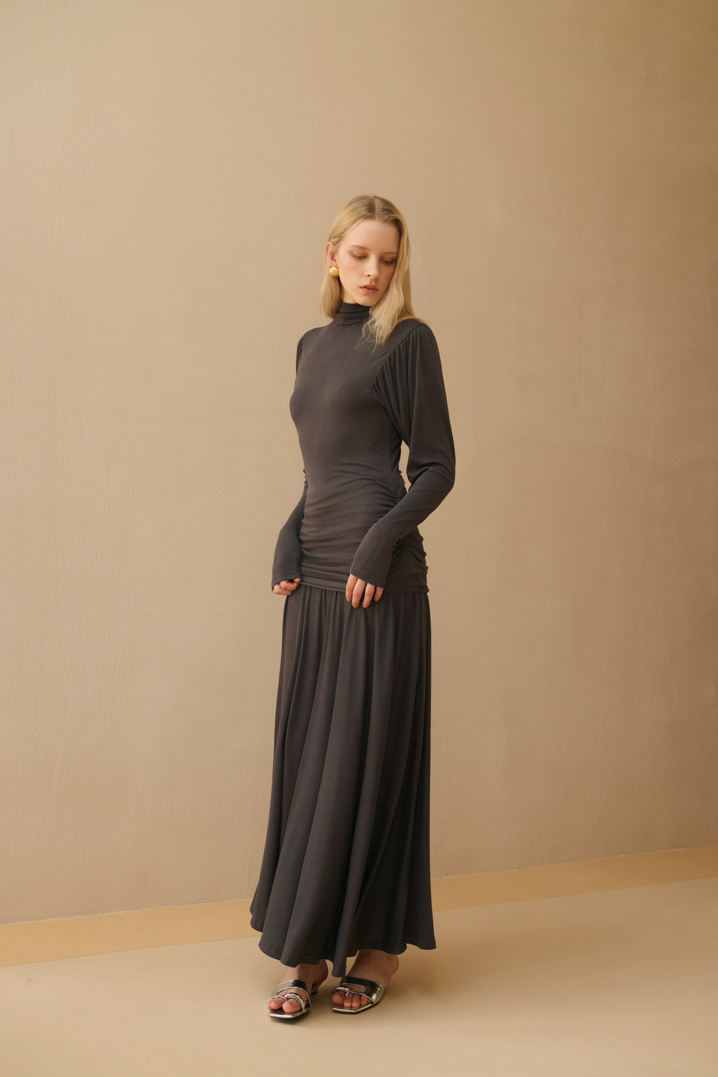 Mock neck ruched set