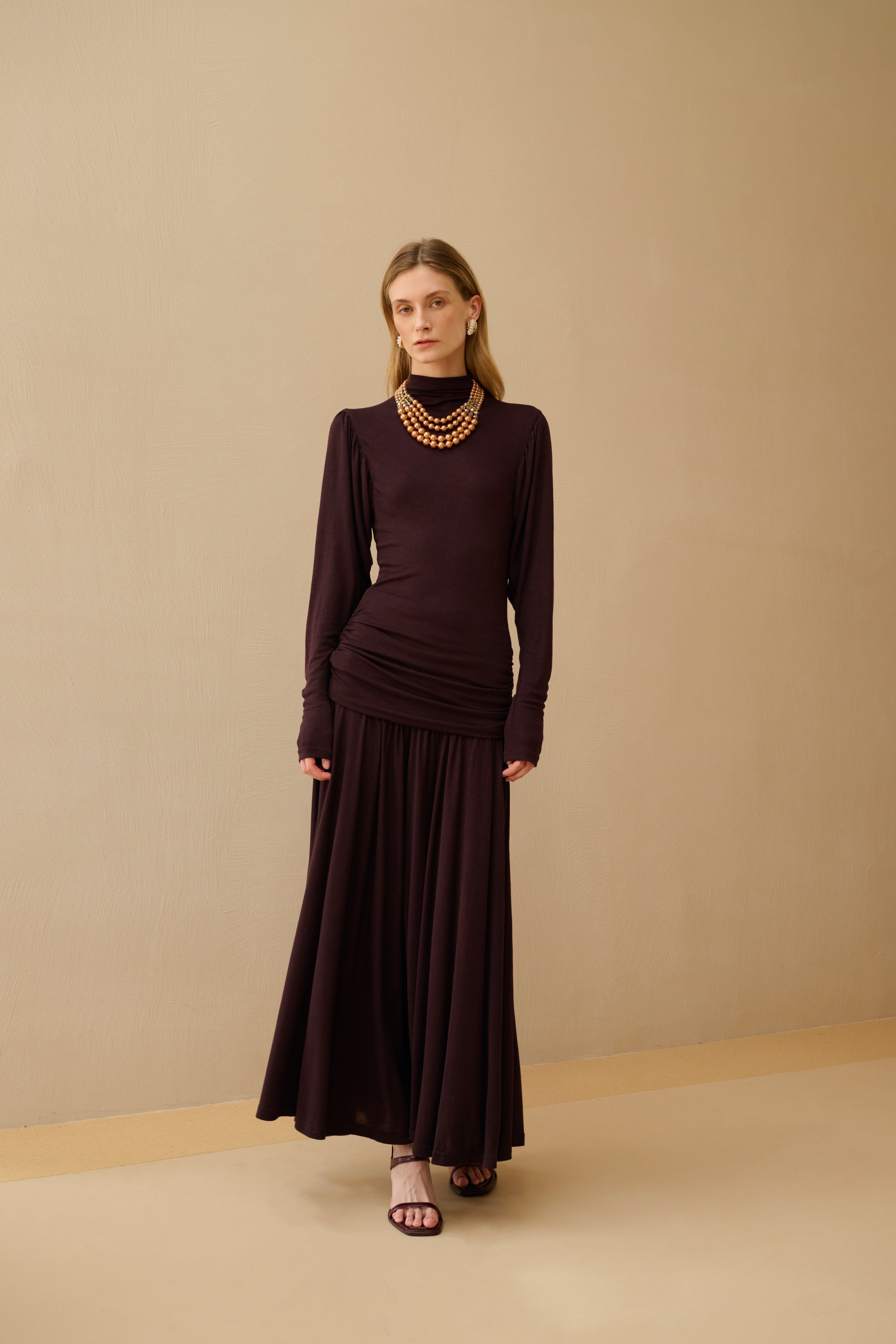 Mock neck ruched set