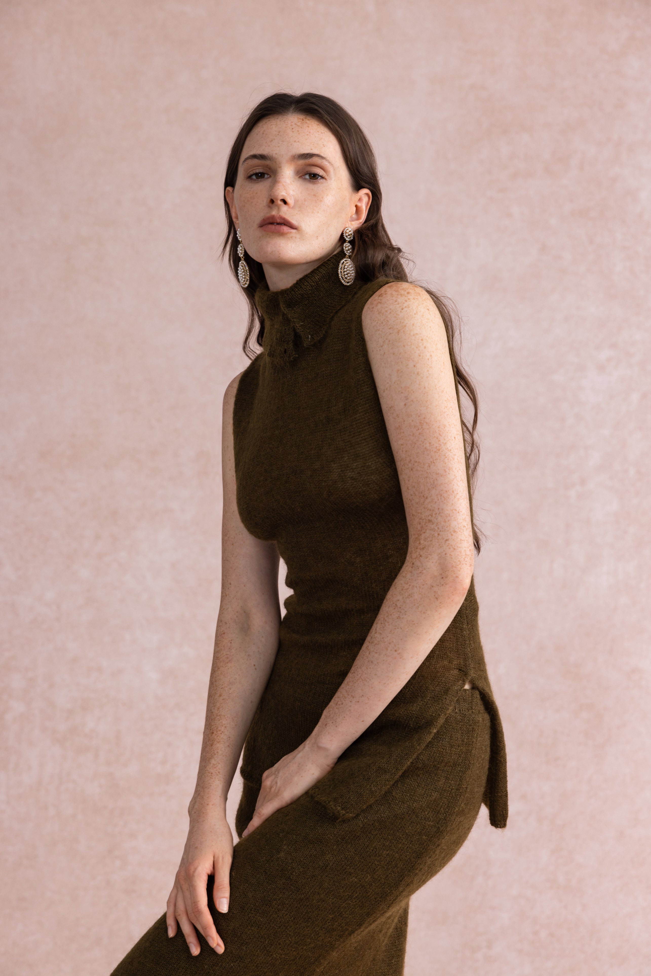 Buttoned turtleneck set