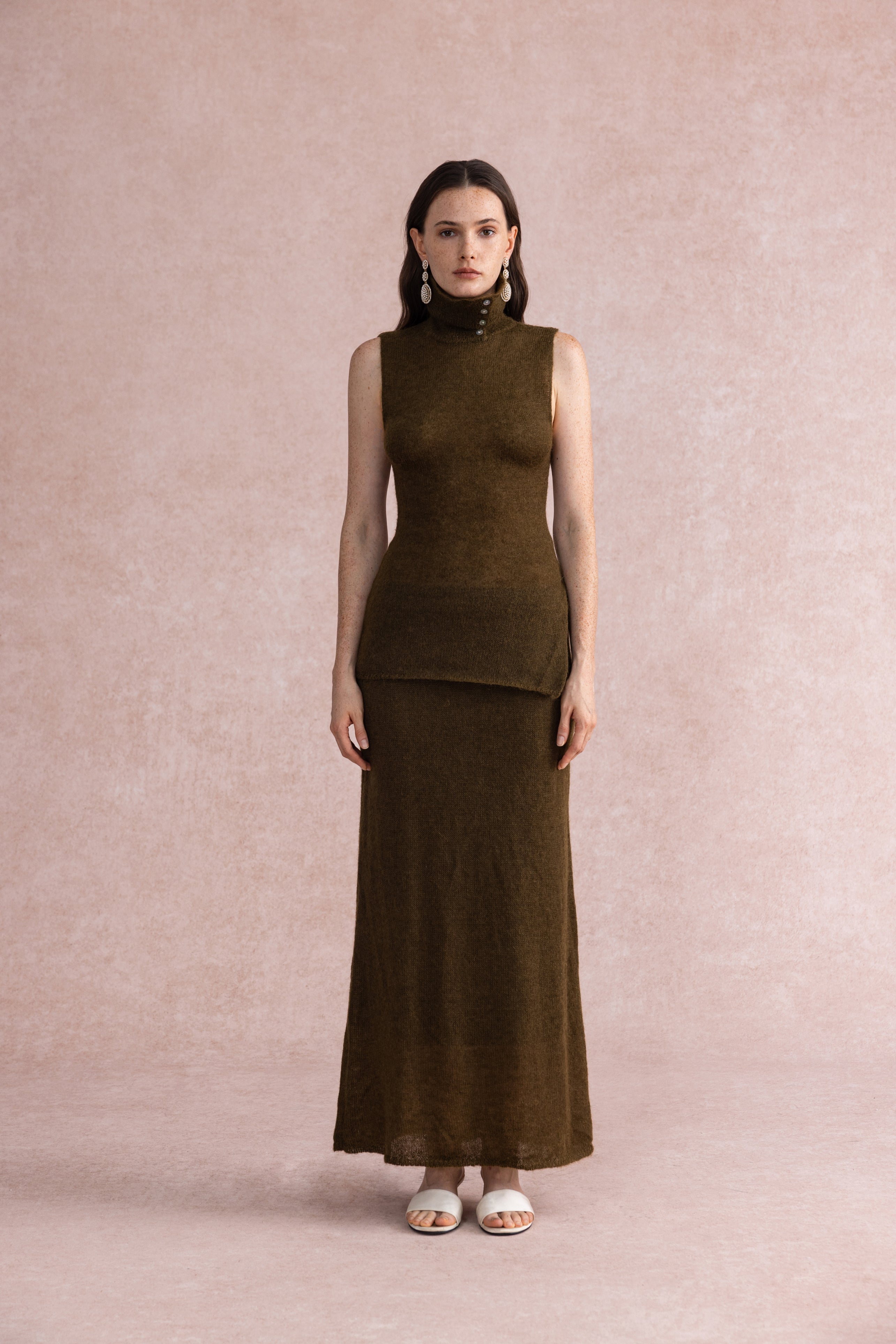 Buttoned turtleneck set