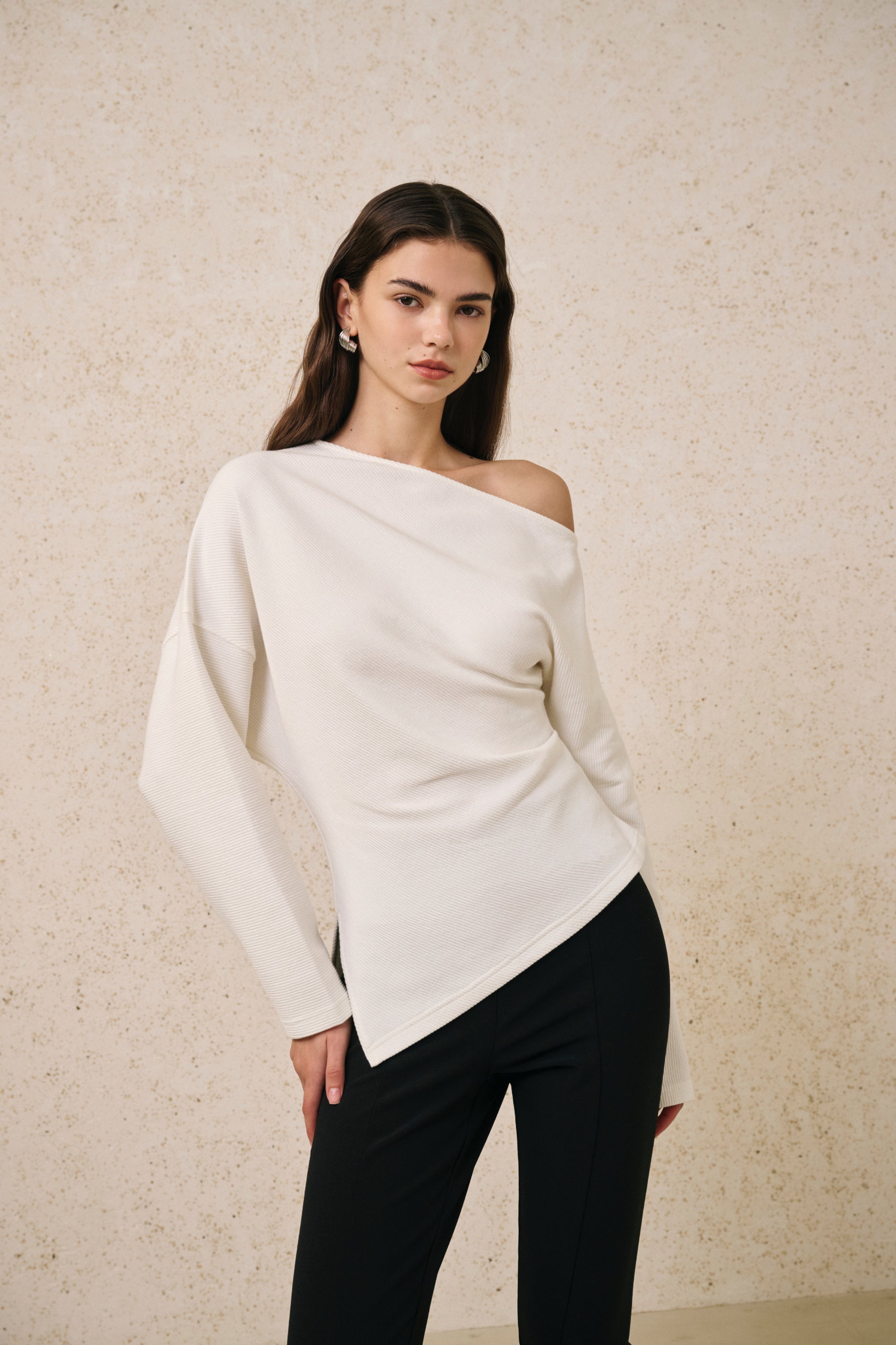 One-shoulder asymmetrical top