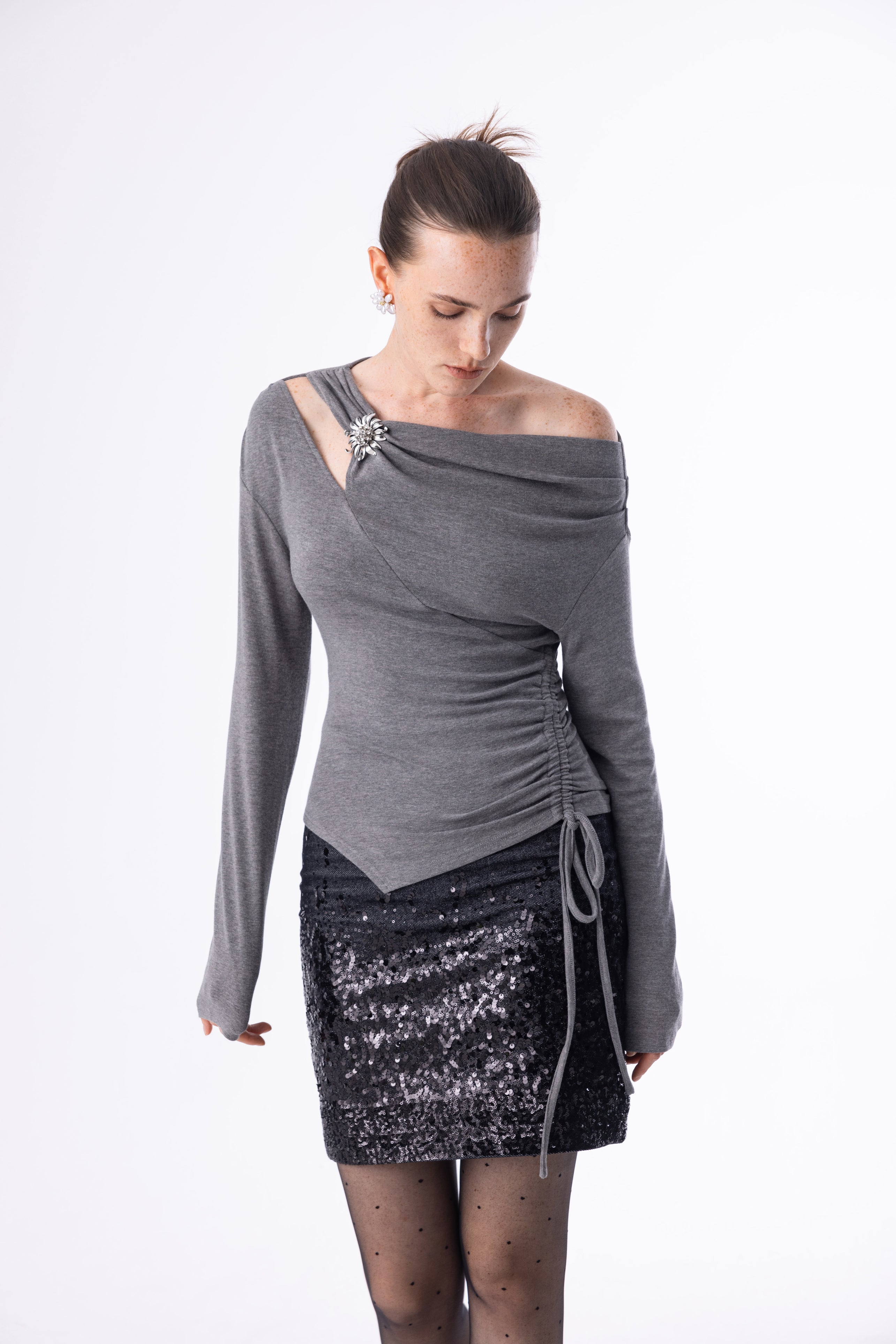 One shoulder cutout top