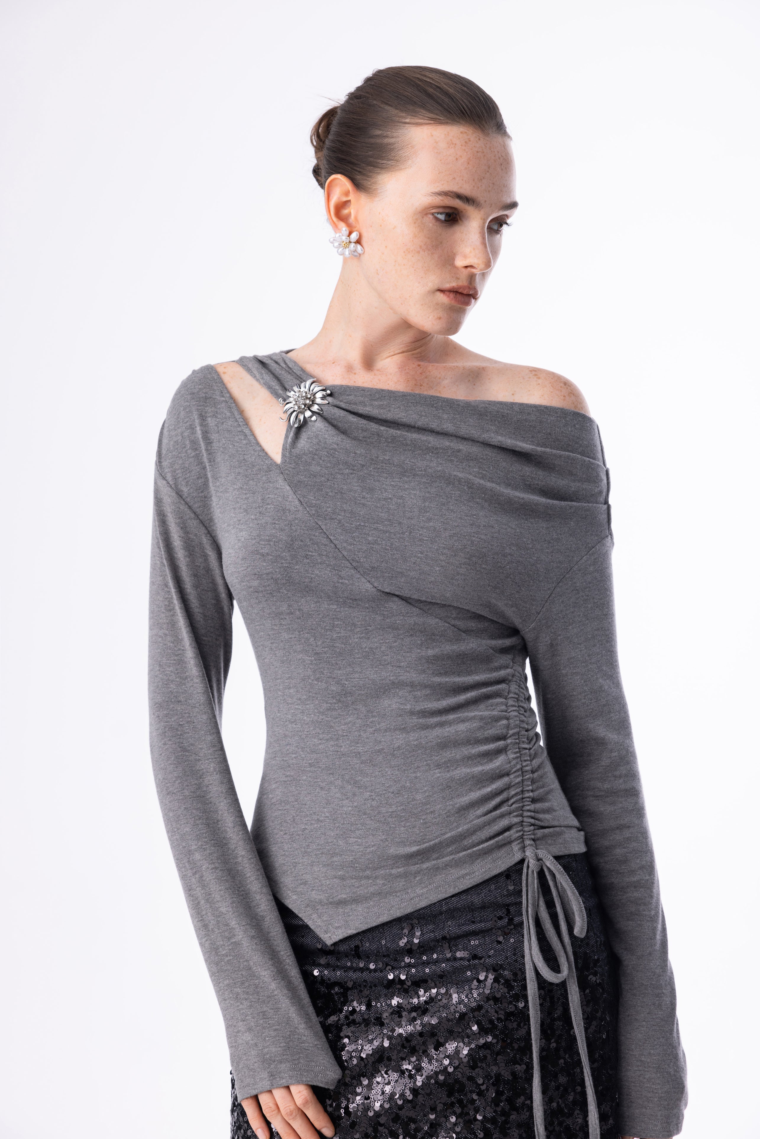 One shoulder cutout top