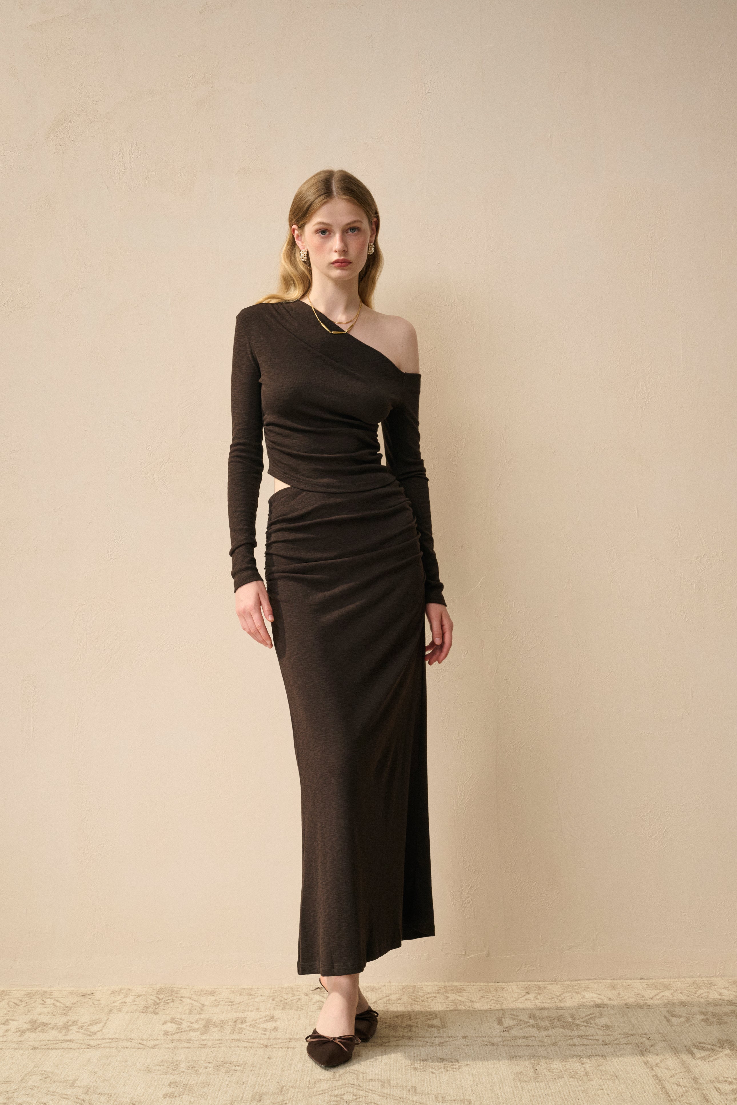 One shoulder long sleeve set