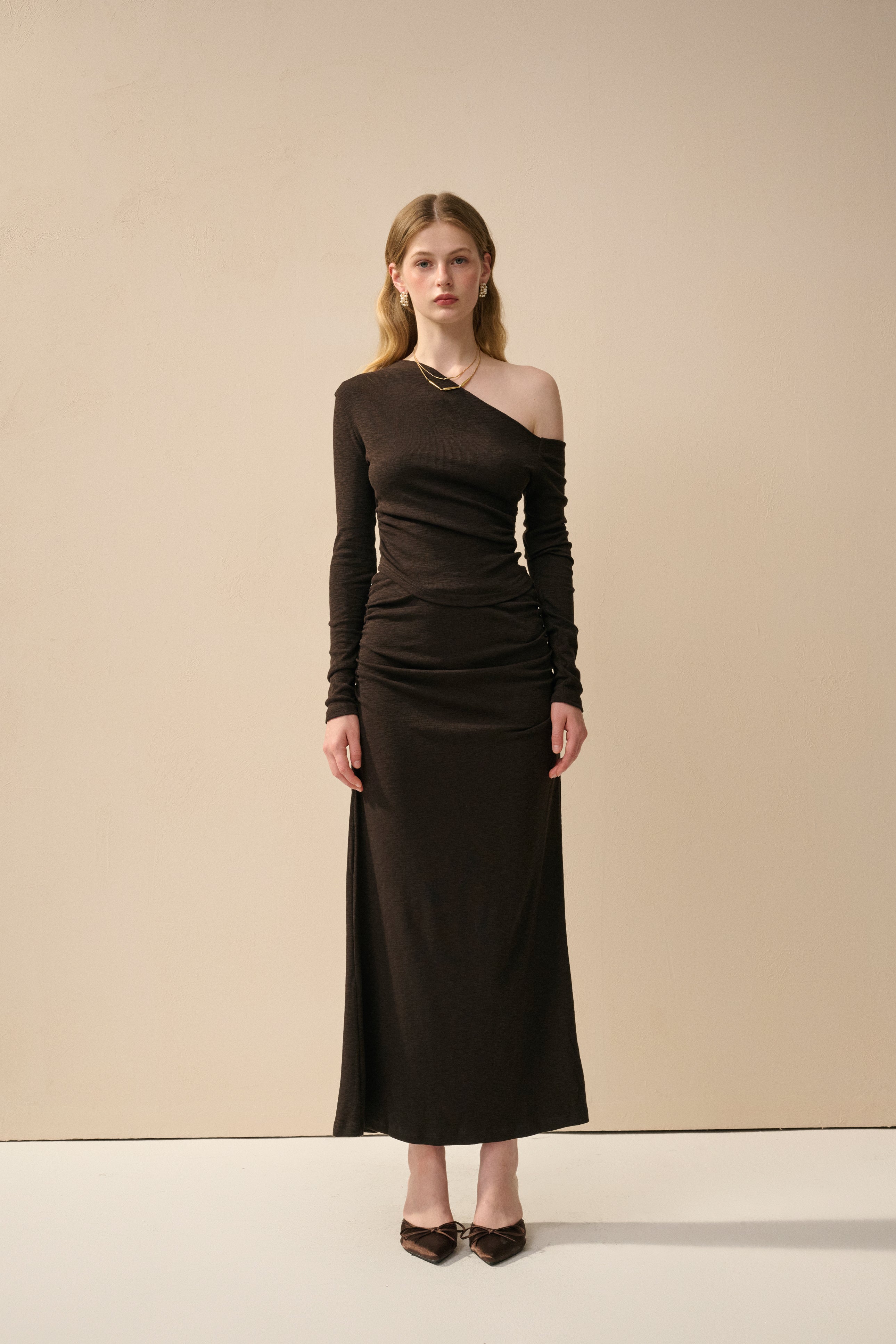 One shoulder long sleeve set