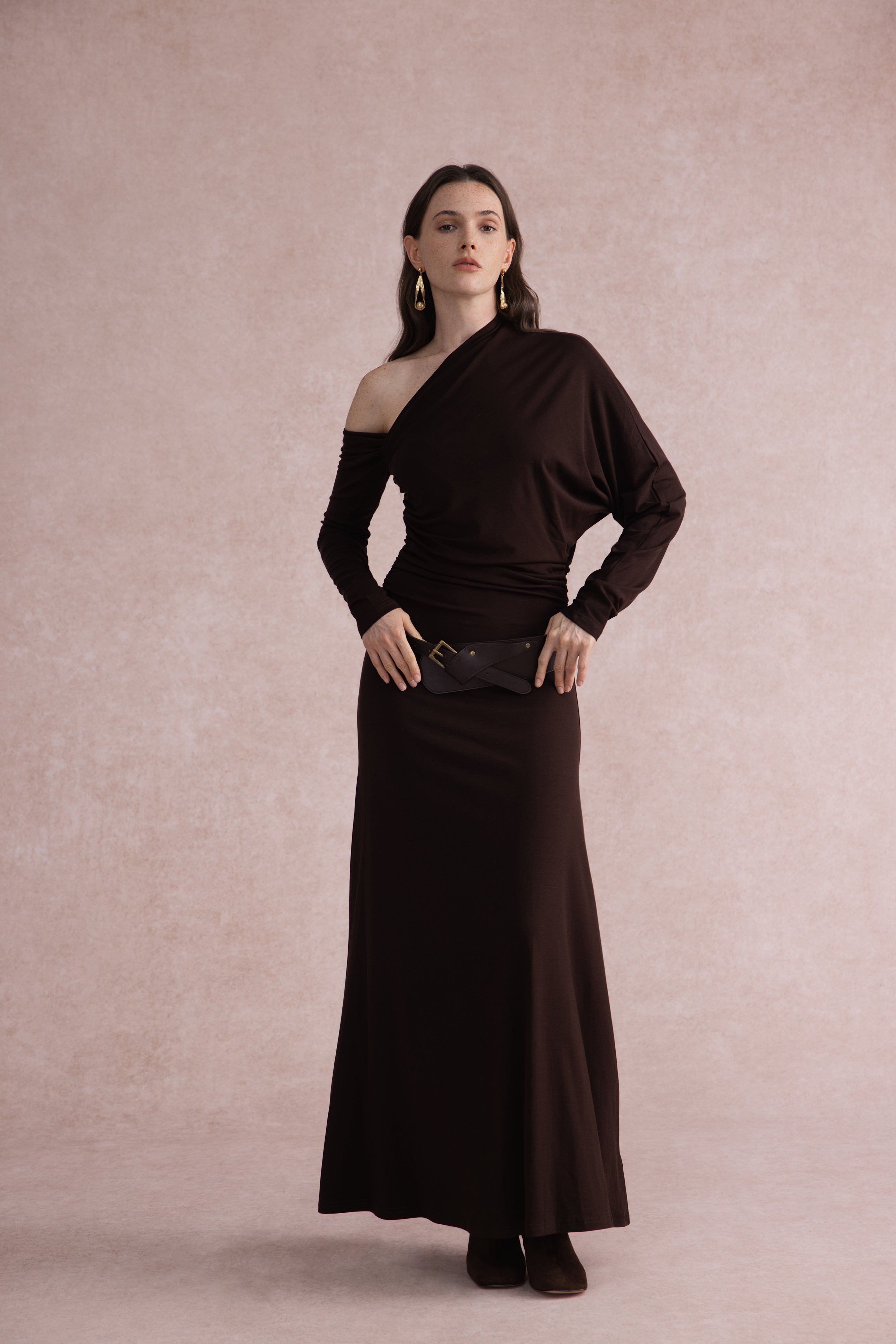 One shoulder maxi dress