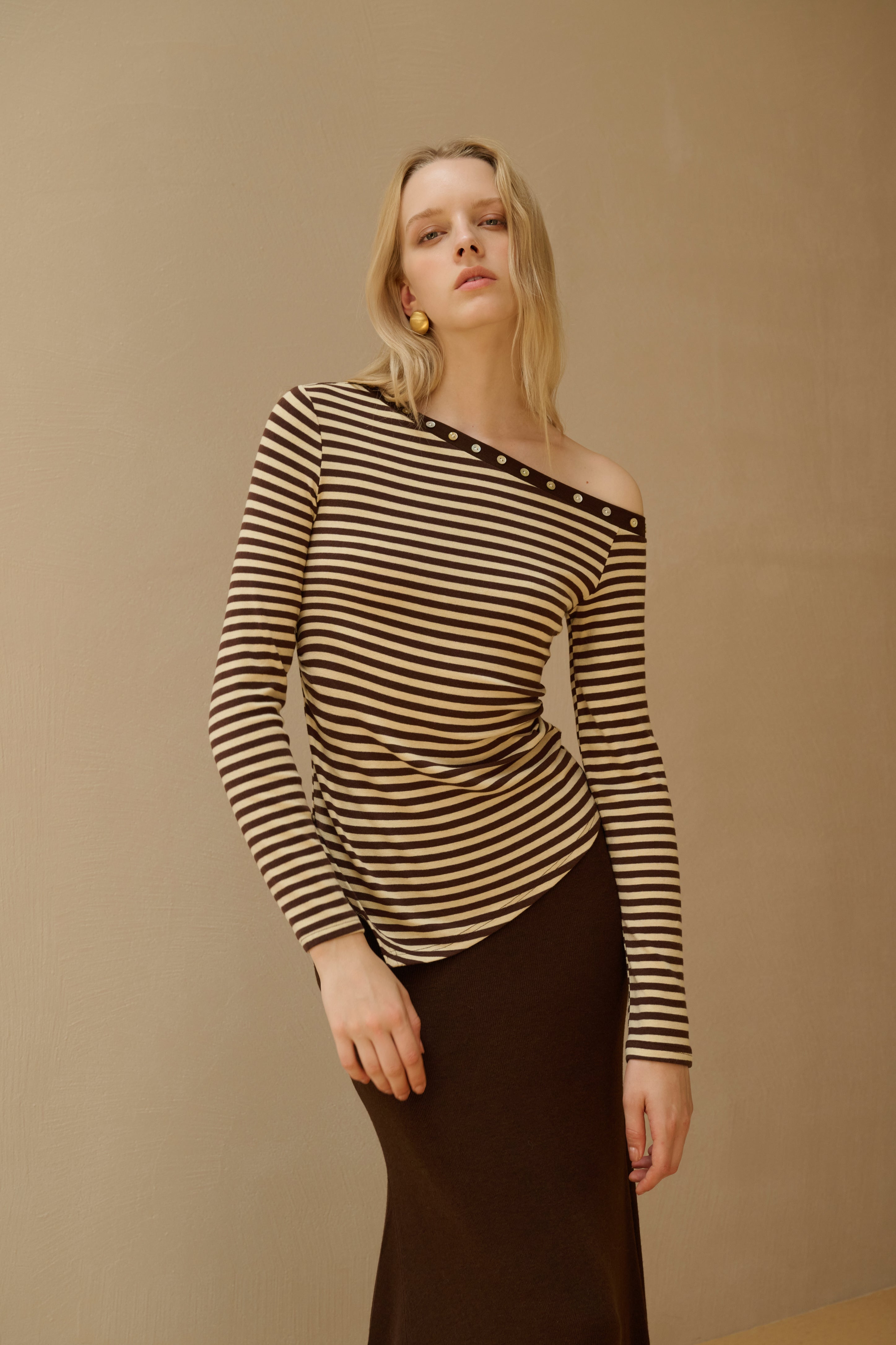 One shoulder striped top