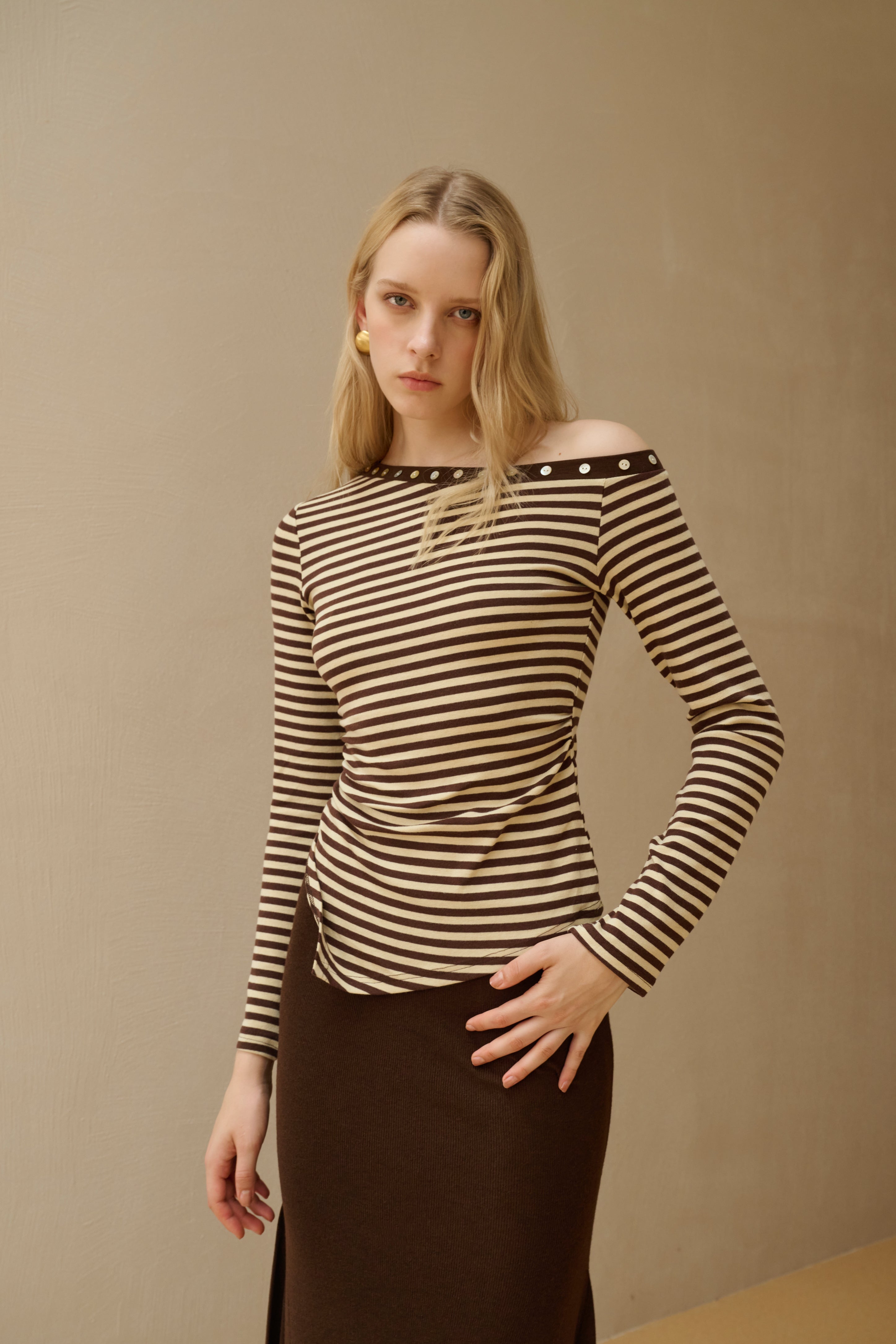 One shoulder striped top