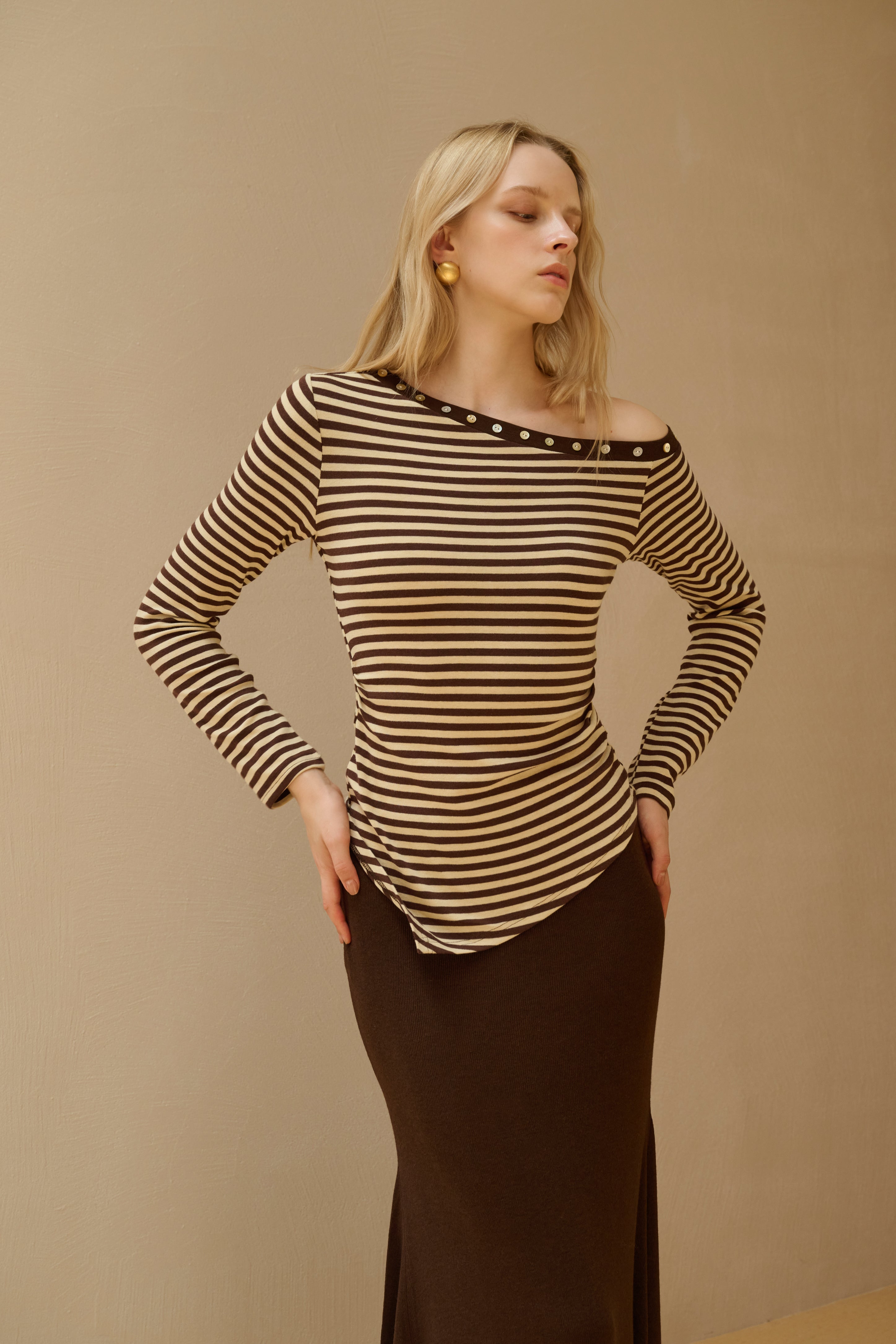 One shoulder striped top