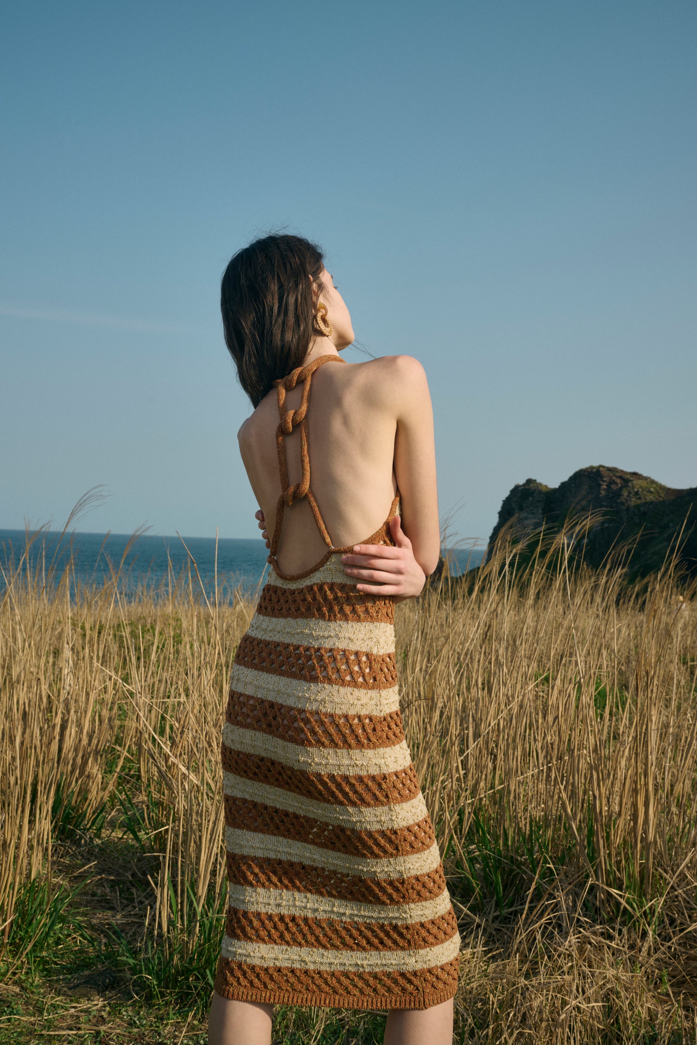Open back striped dress