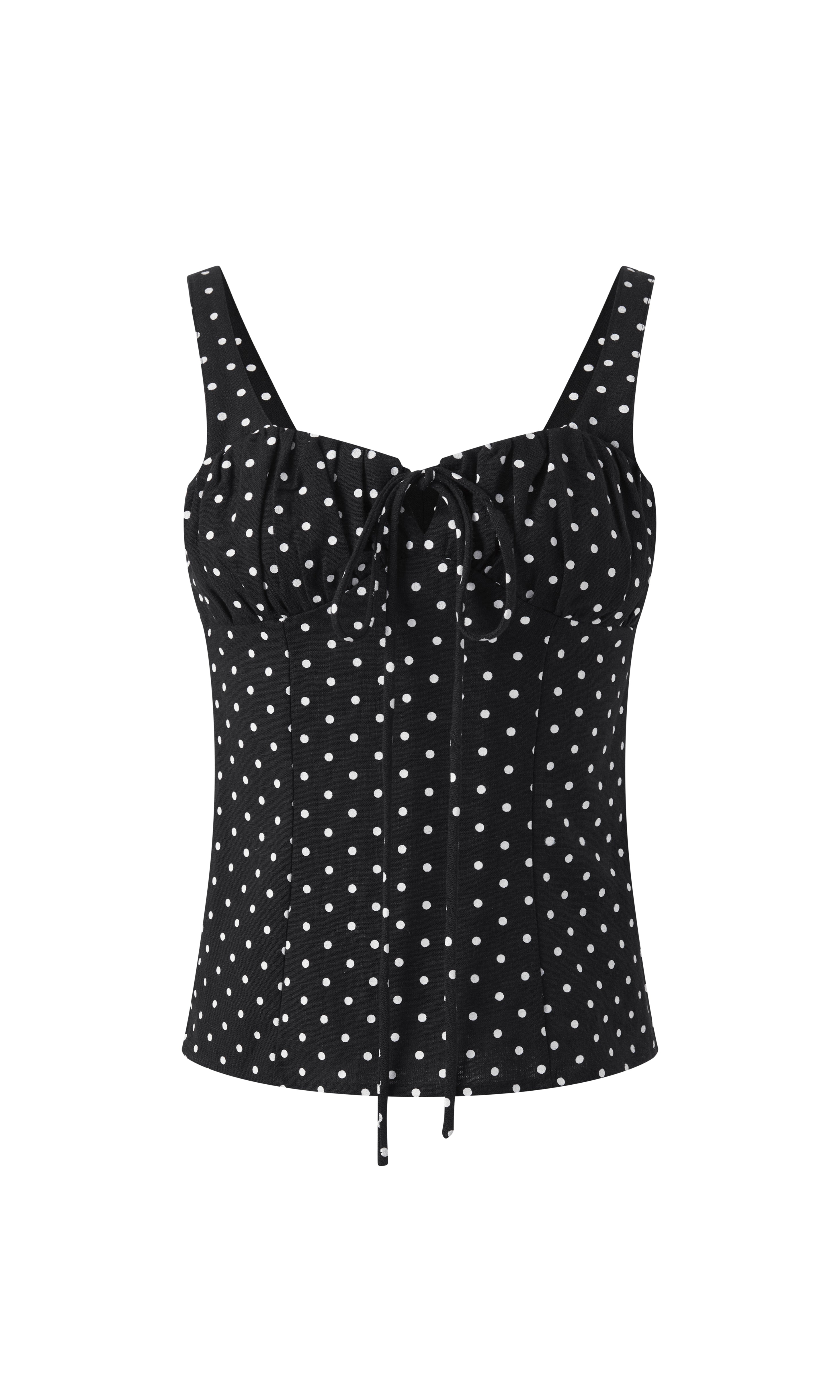 Polka dot cotton linen top