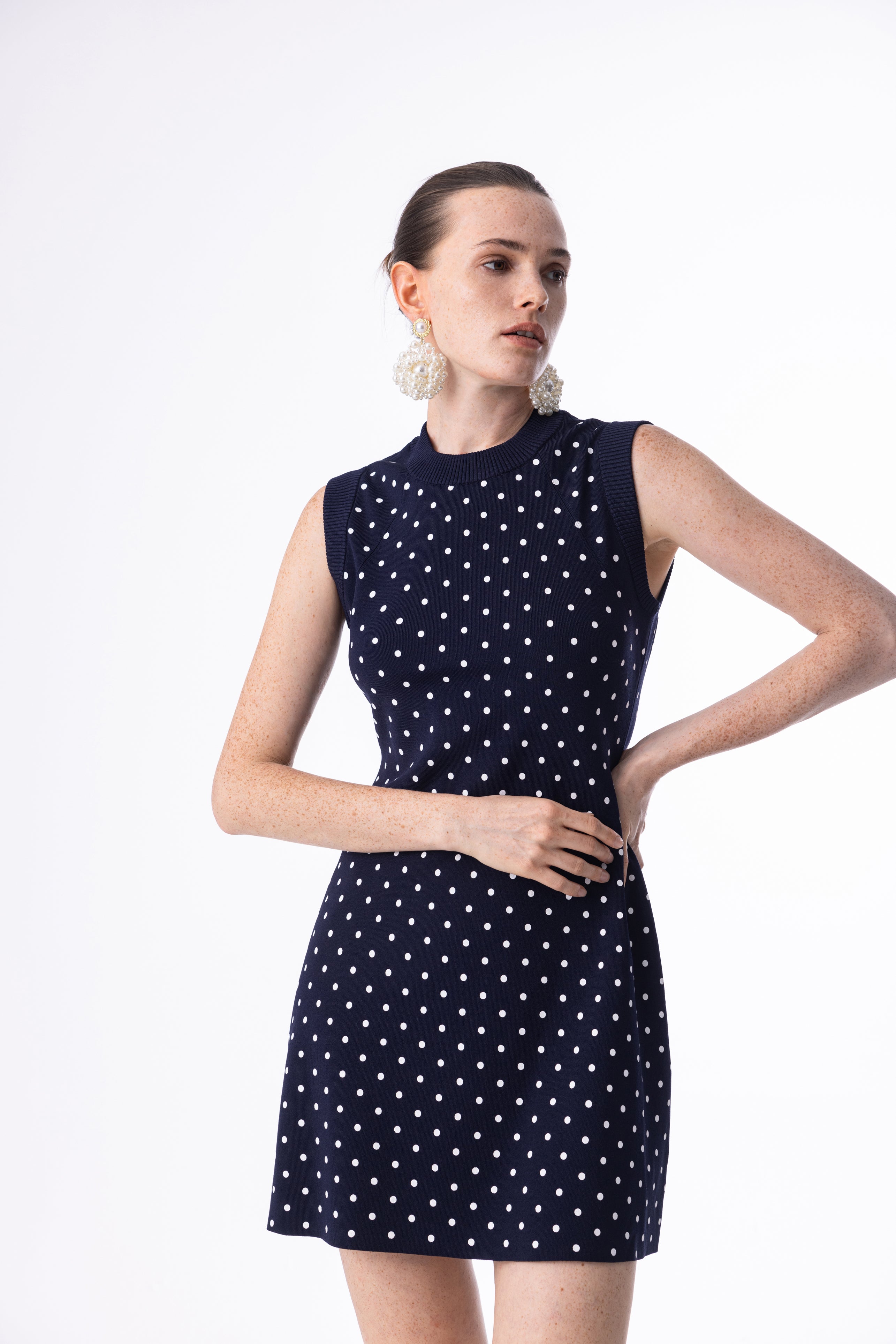 Polka dot knit dress