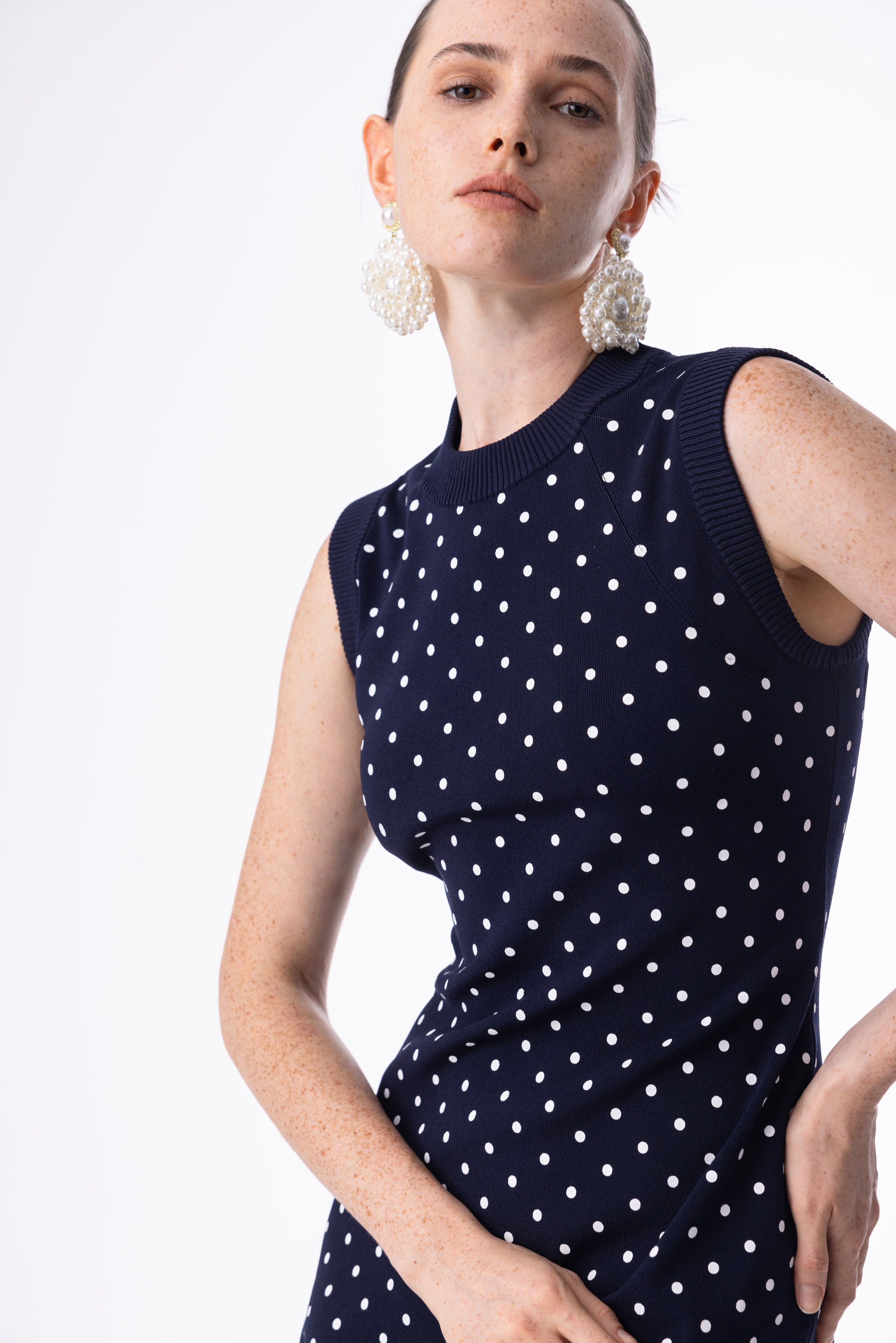 Polka dot knit dress