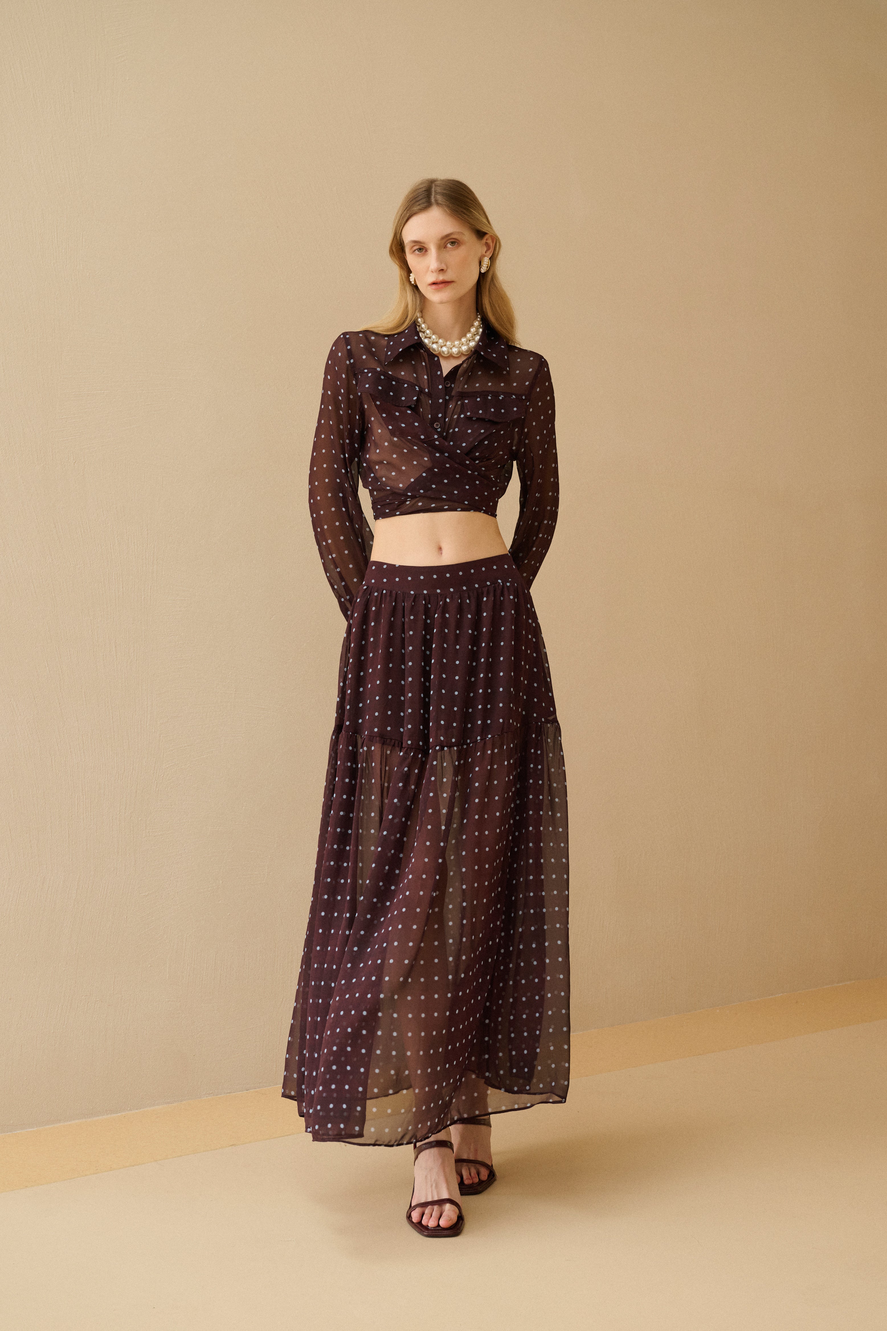 Polka dot A-line skirt