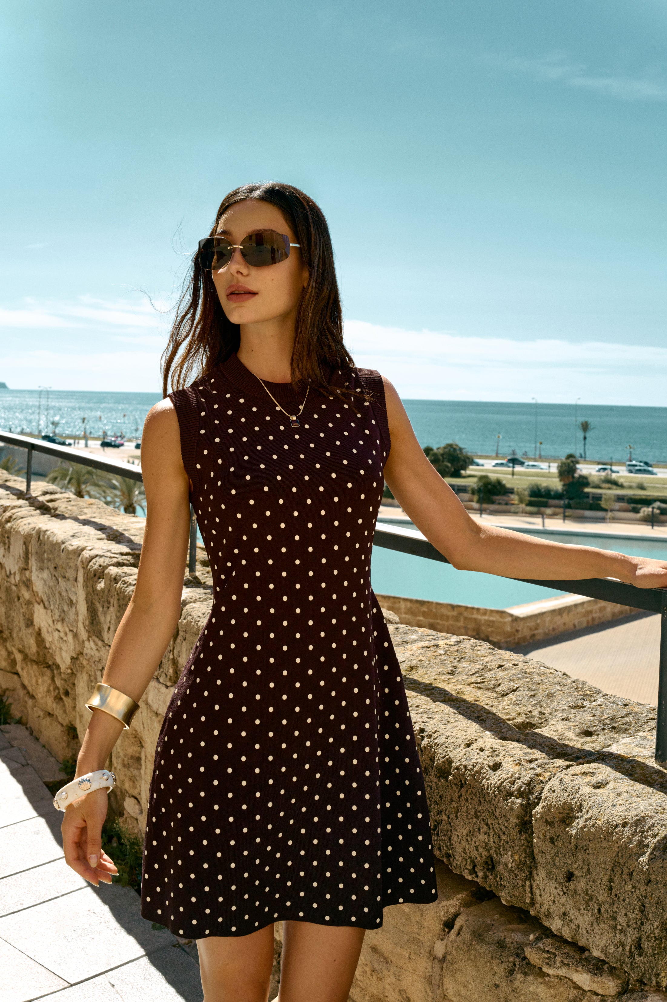 Polka dot knit dress