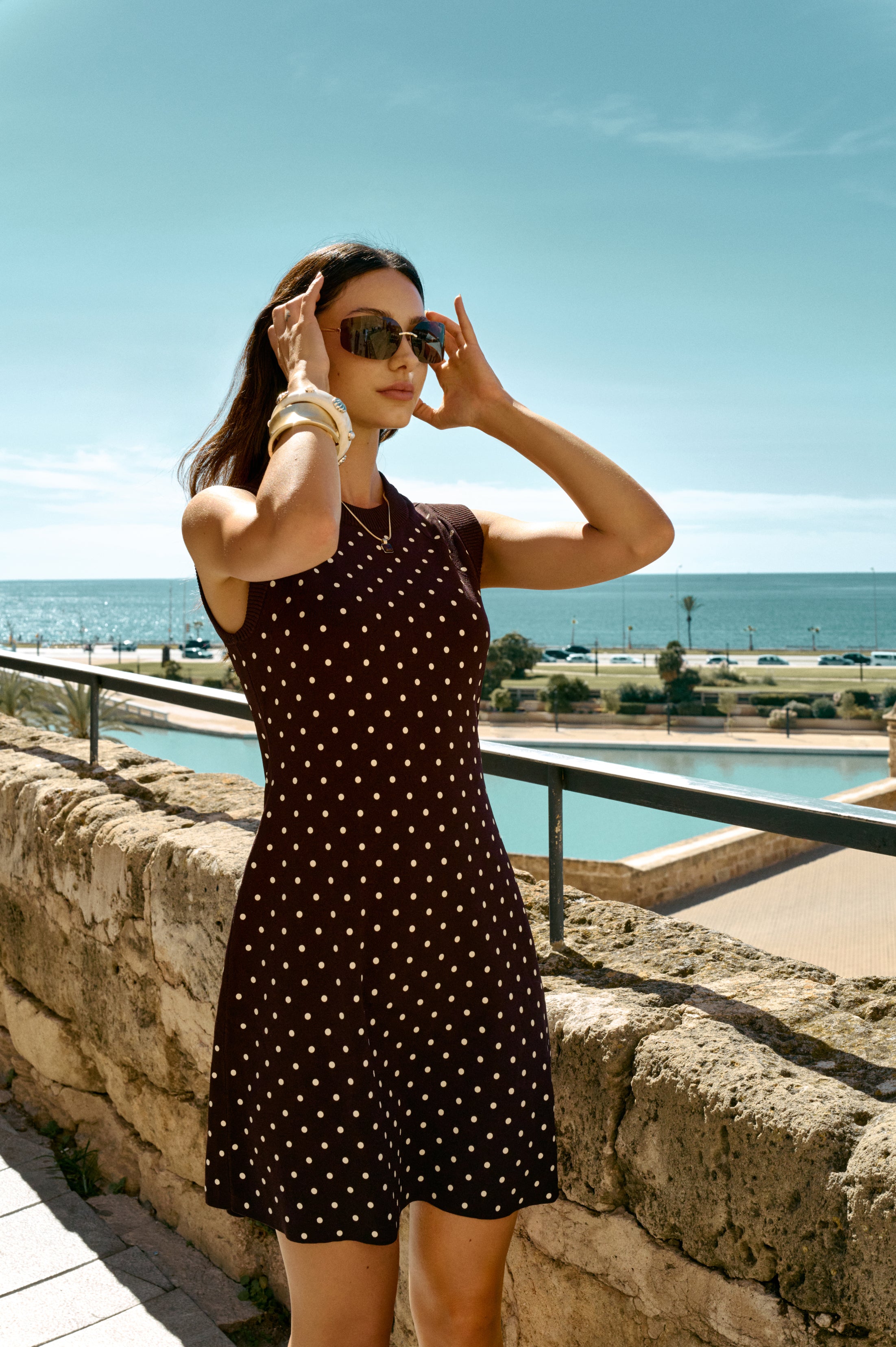 Polka dot knit dress