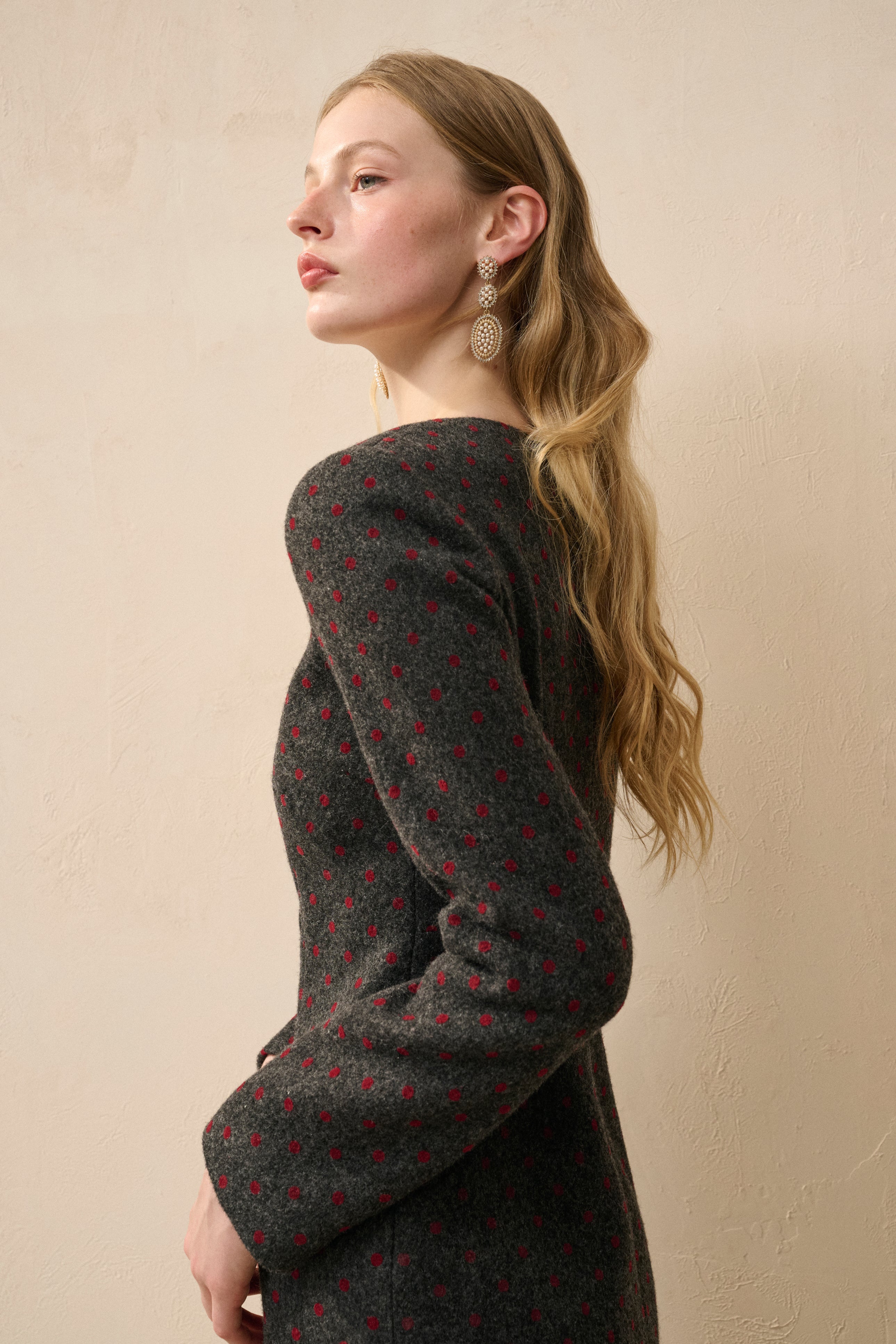 Polka dot wool dress
