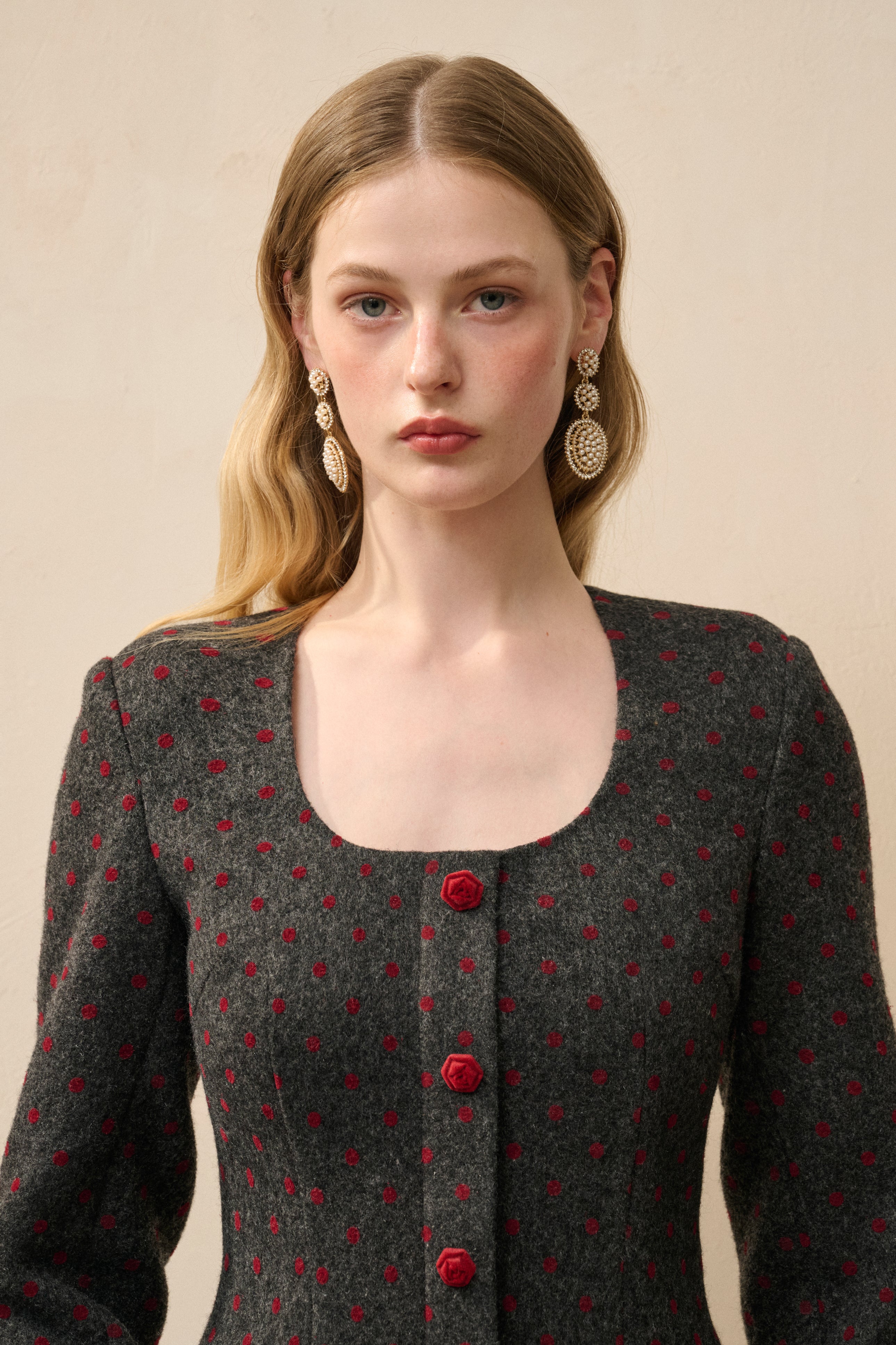 Polka dot wool dress