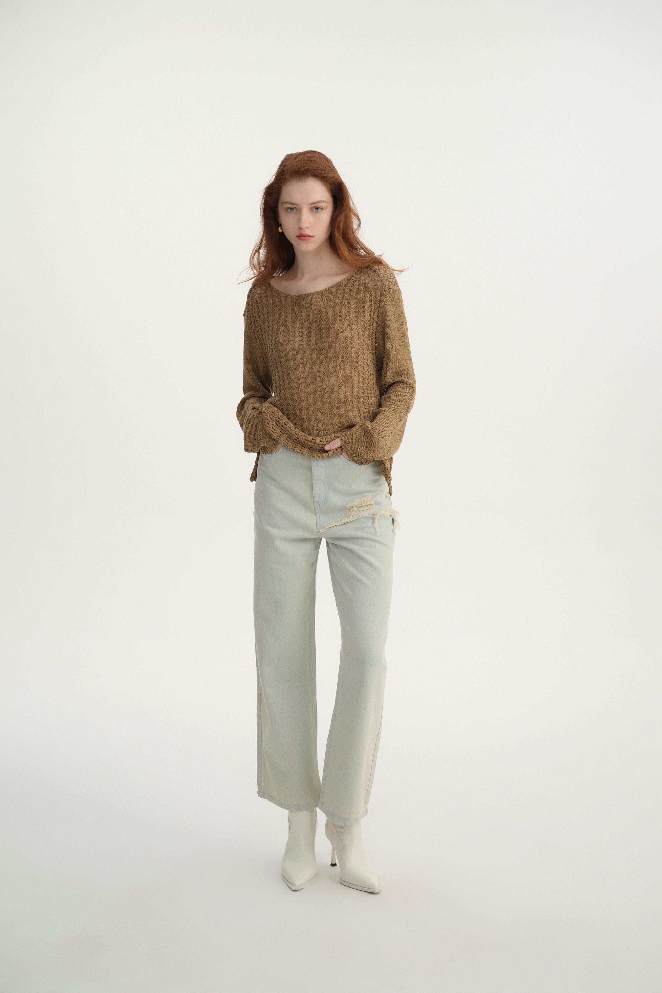 Relaxed open knit sweater