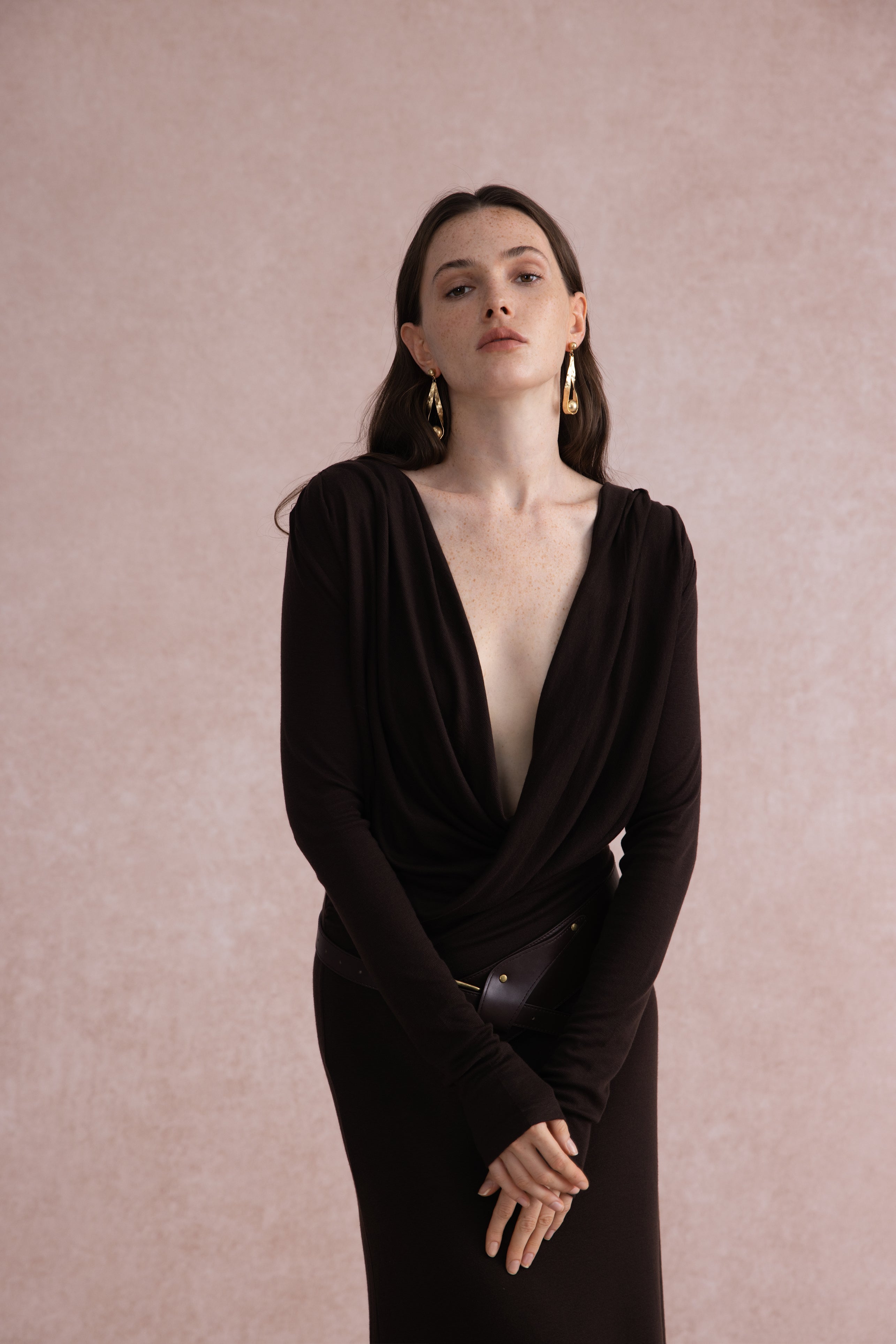 Reversible front-back maxi dress