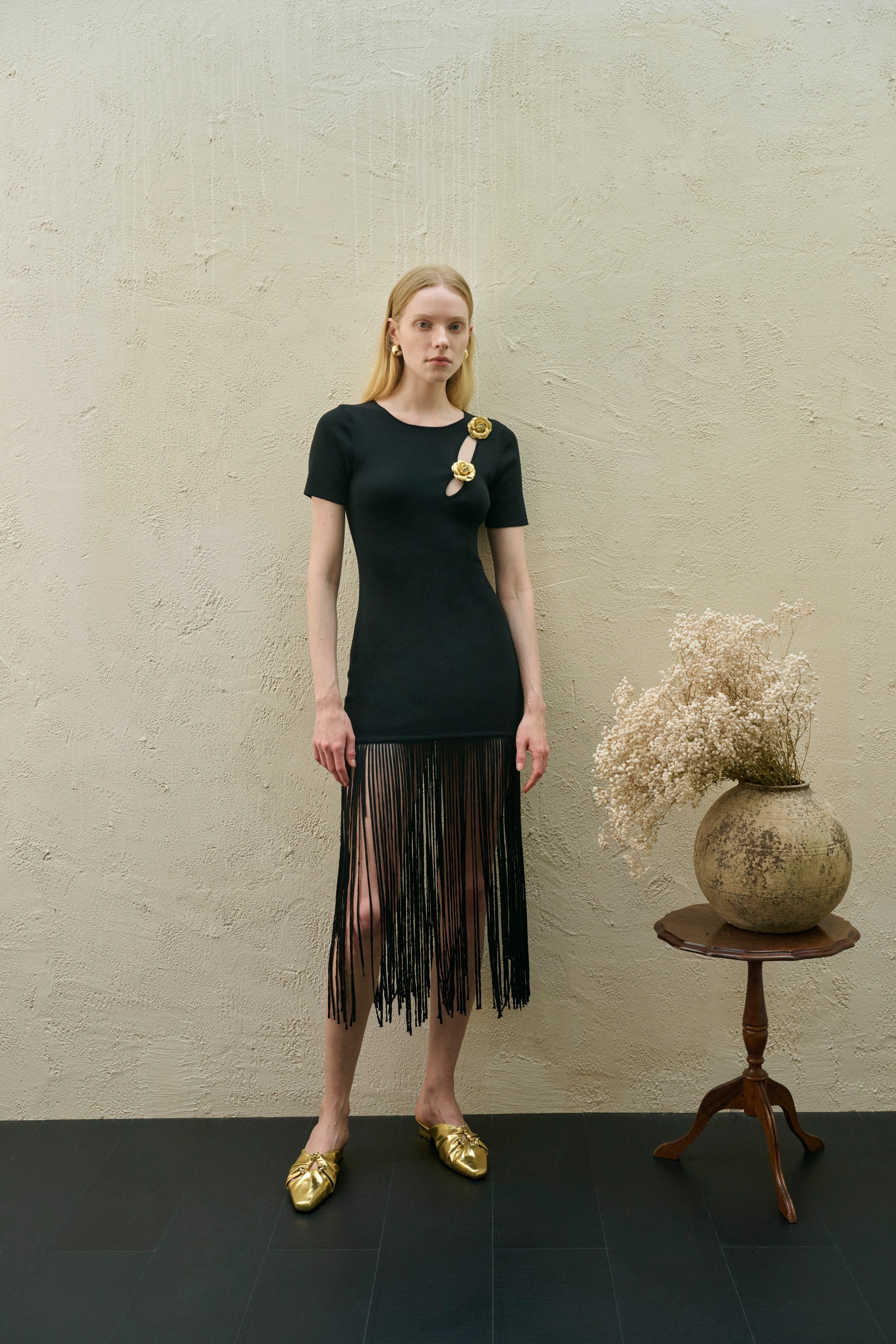 Rosette fringed dress – Ancosti
