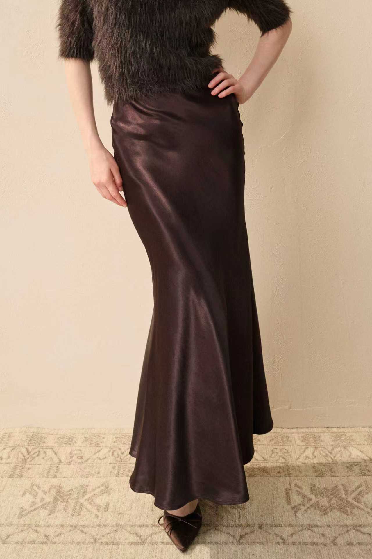 Satin mermaid maxi skirt