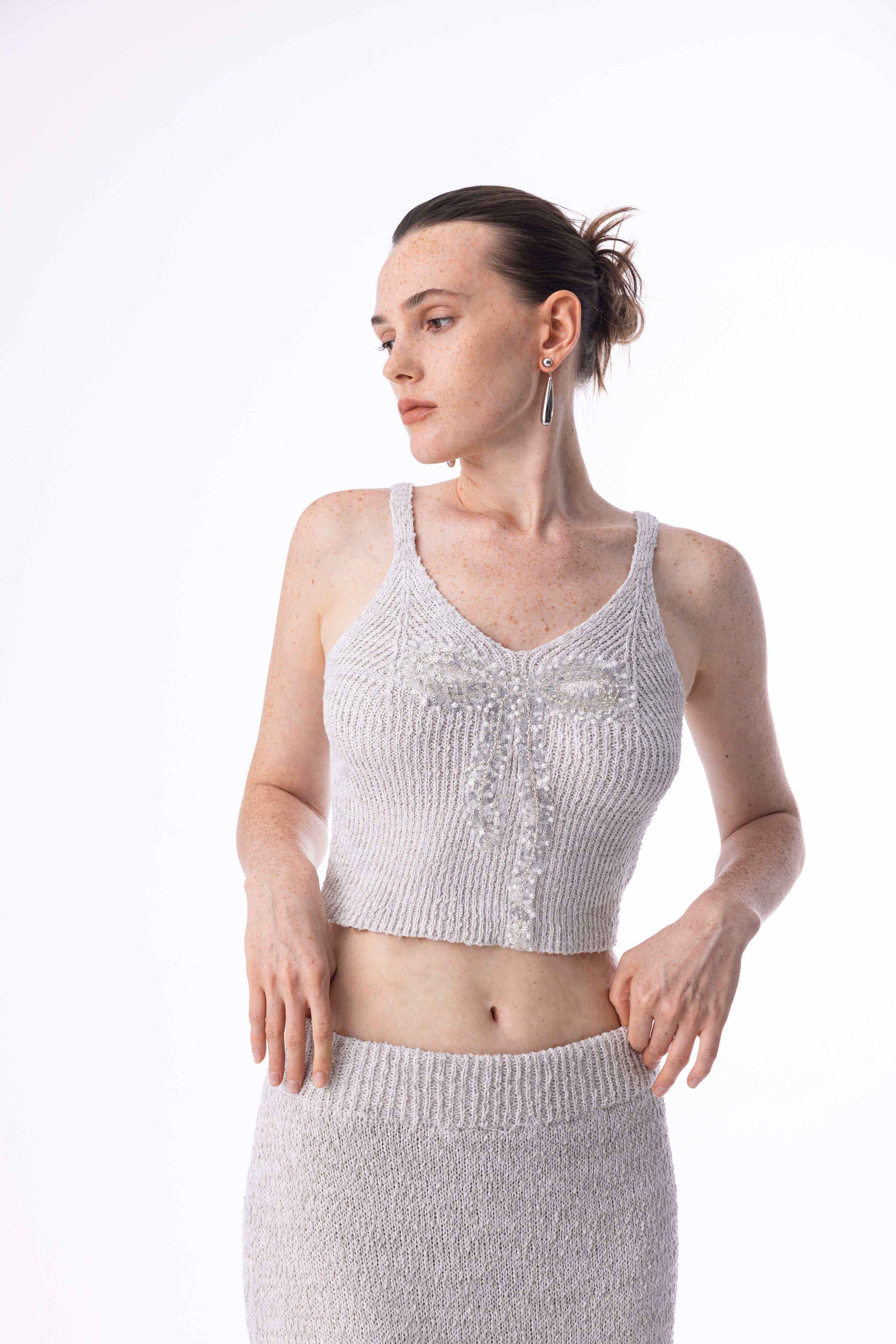 Sequin bow tank & cardigan