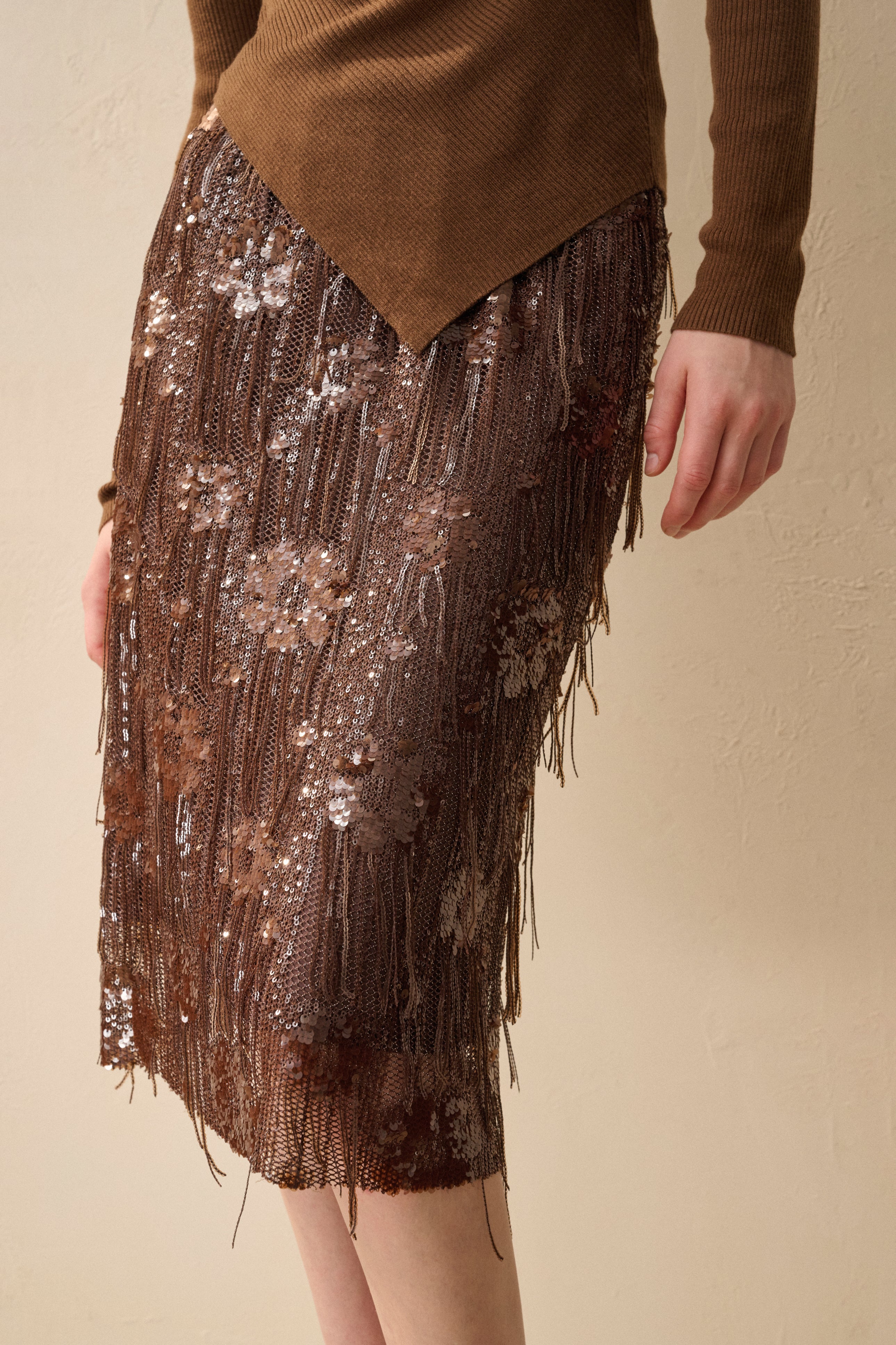 Sequin fringed skirt