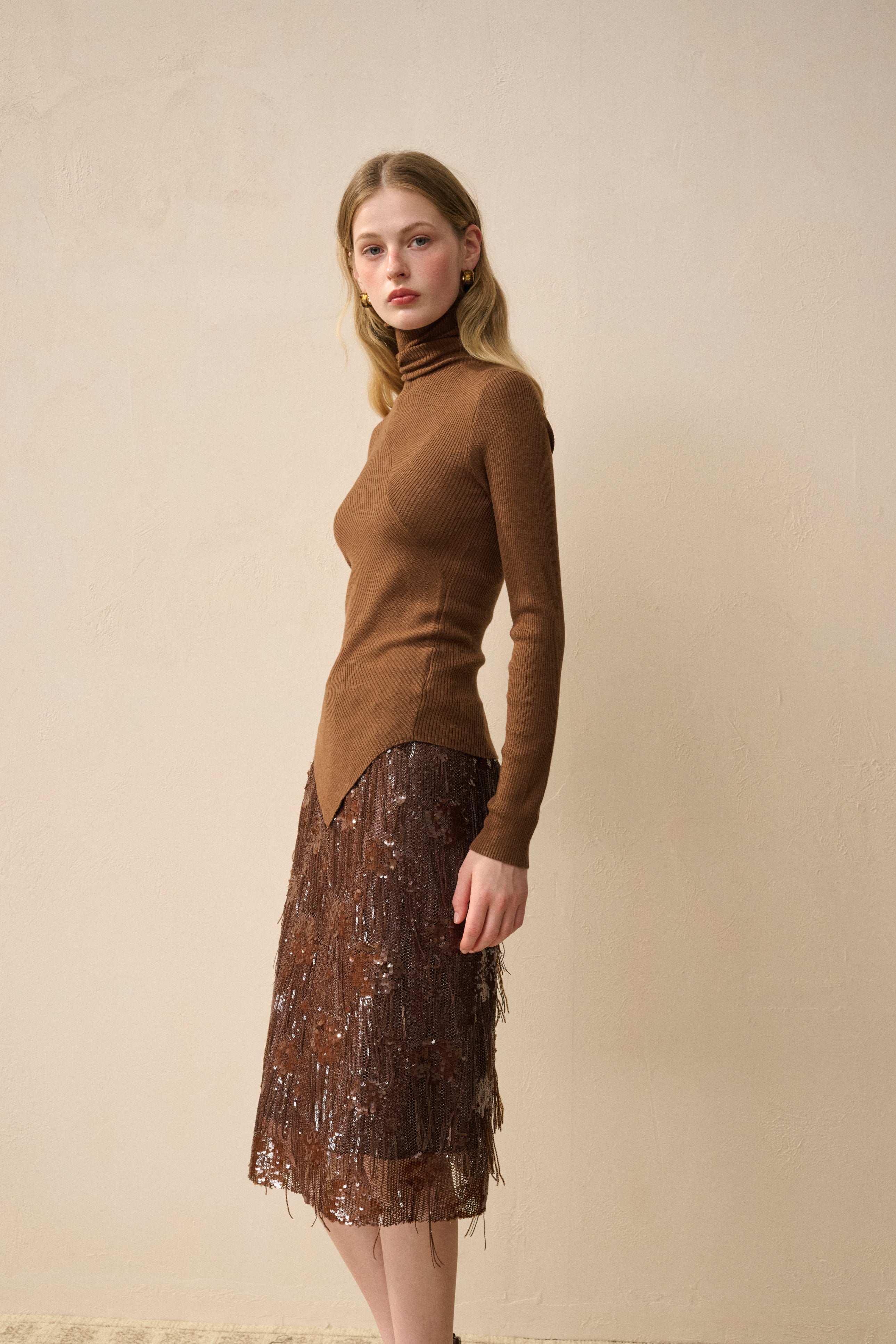 Sequin fringed skirt