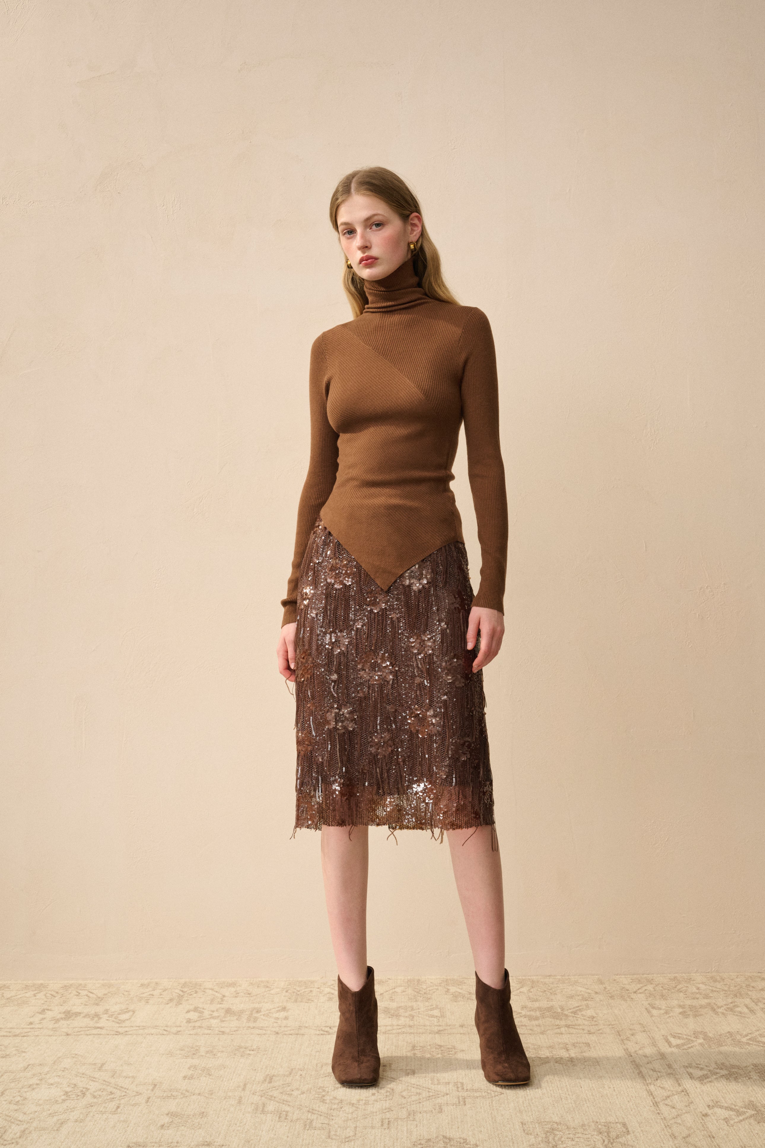 Sequin fringed skirt