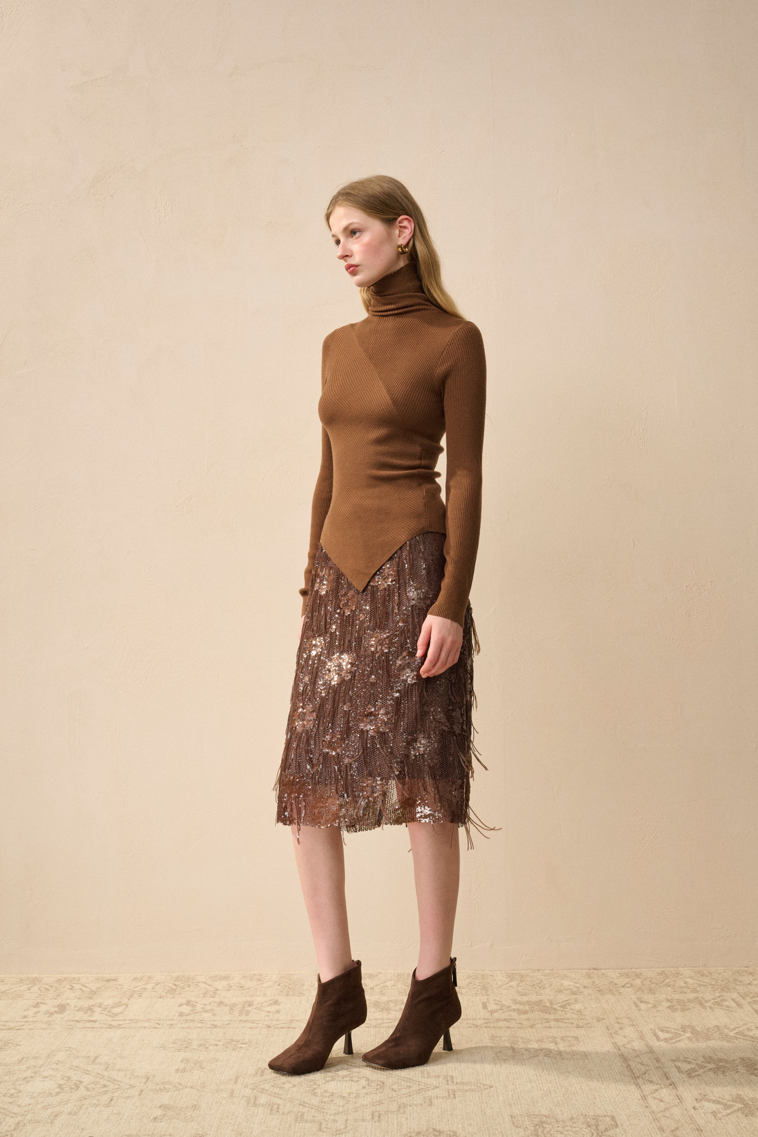 Sequin fringed skirt