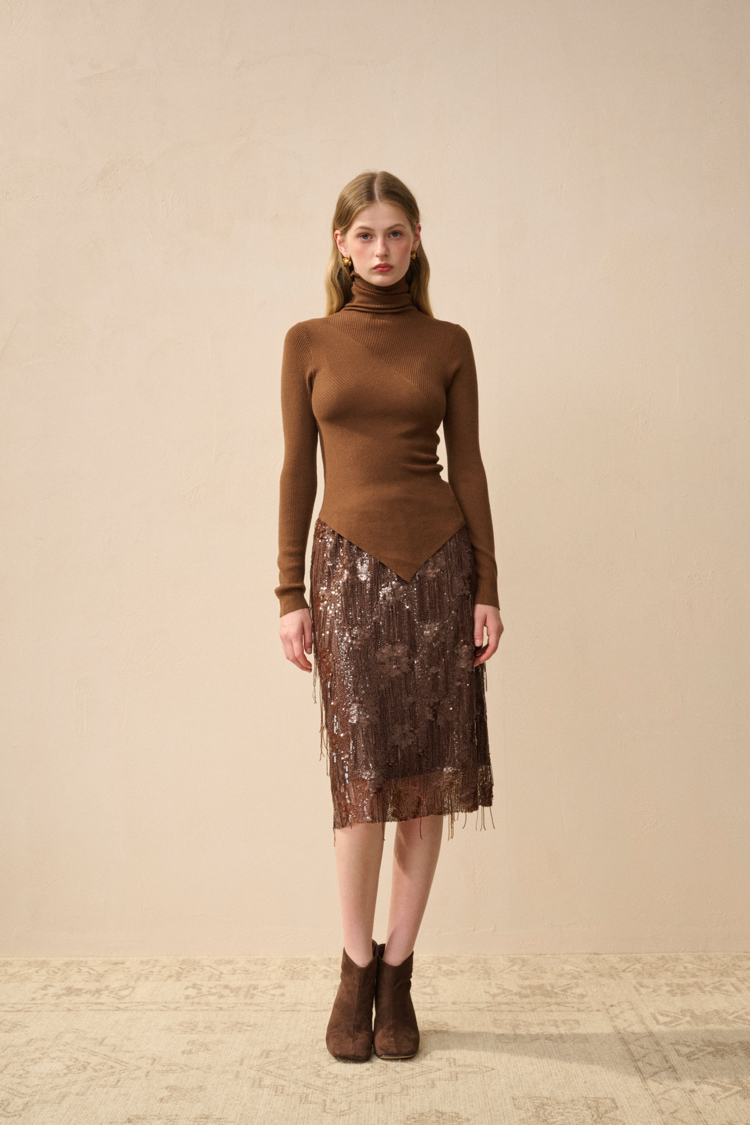 Sequin fringed skirt