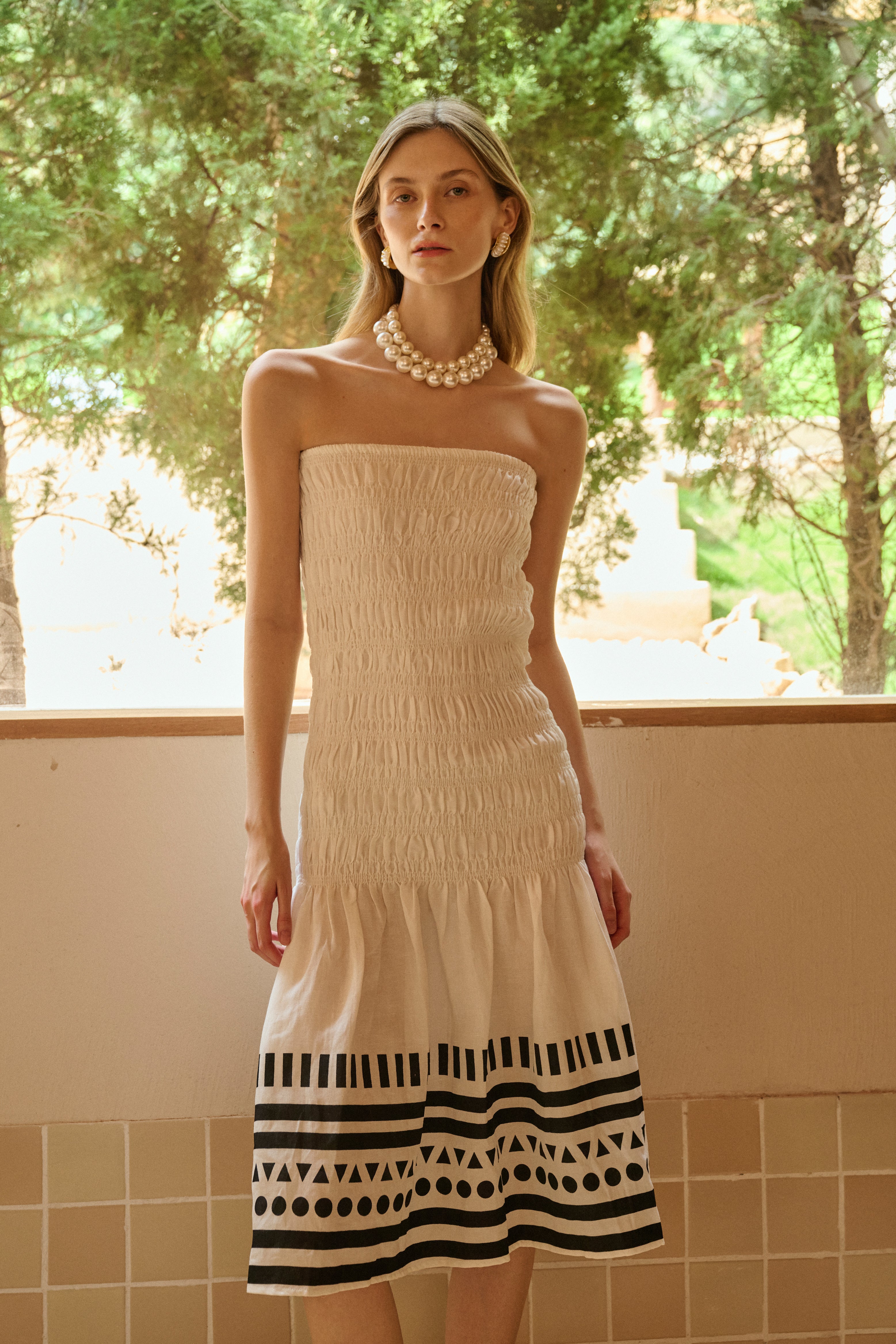 Smocked strapless dress