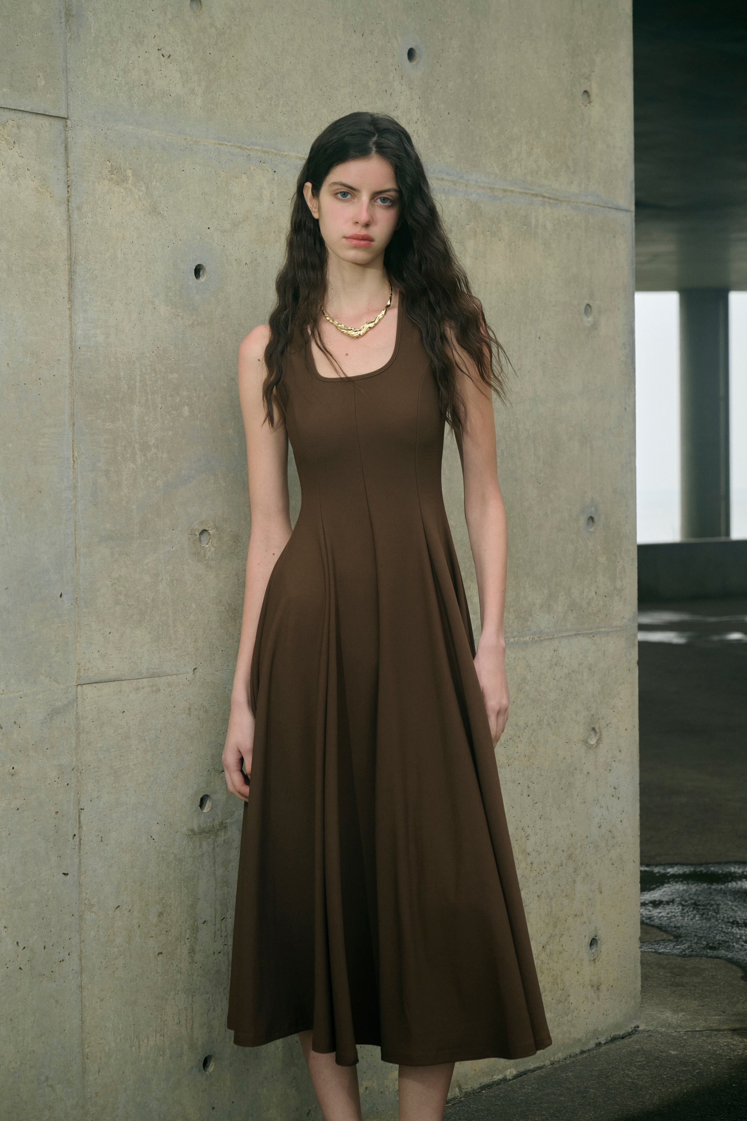 Square neck fit-and-flare dress Ancosti Square neck fit-and-flare dress Ancosti