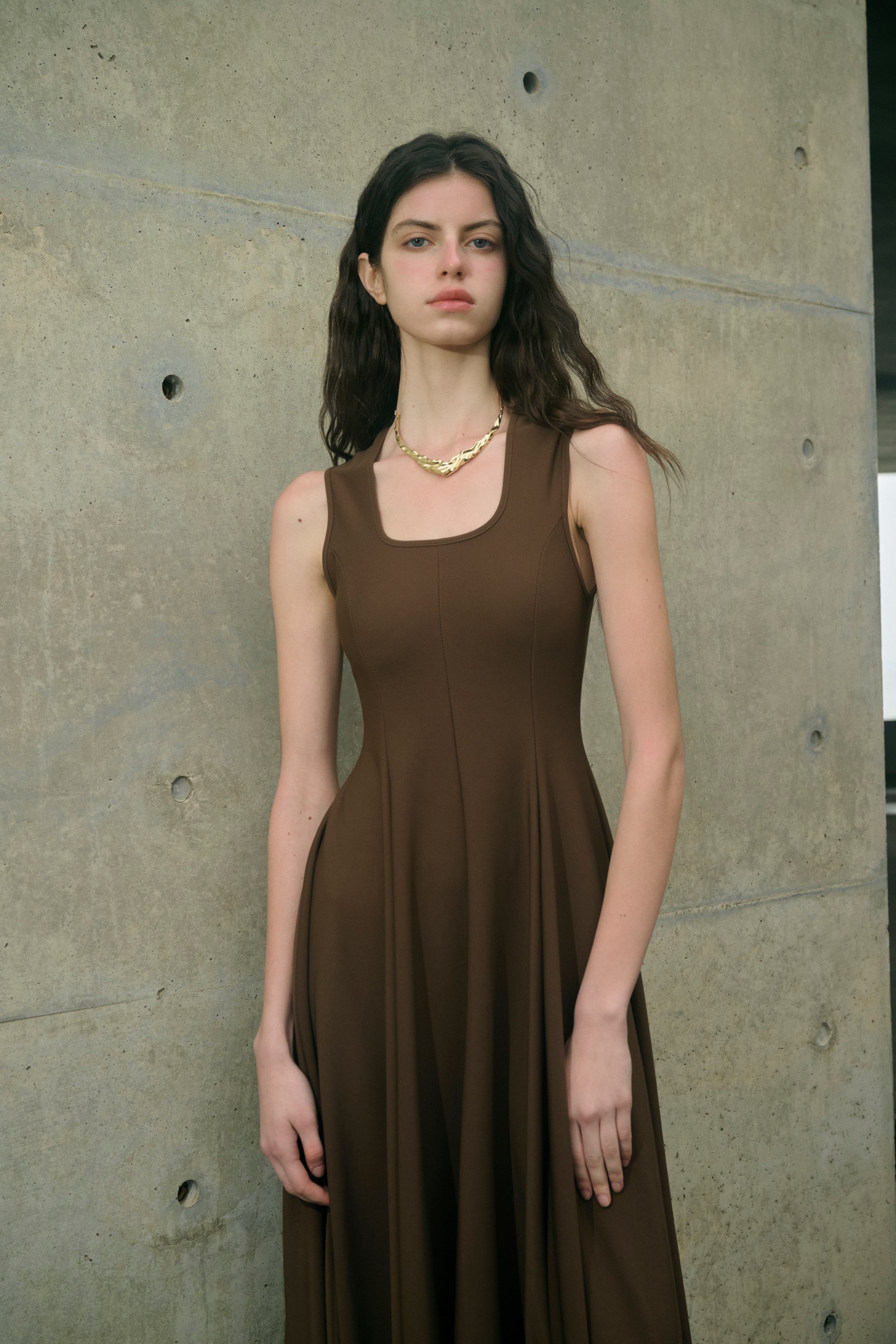 Square neck fit-and-flare dress Ancosti Square neck fit-and-flare dress Ancosti