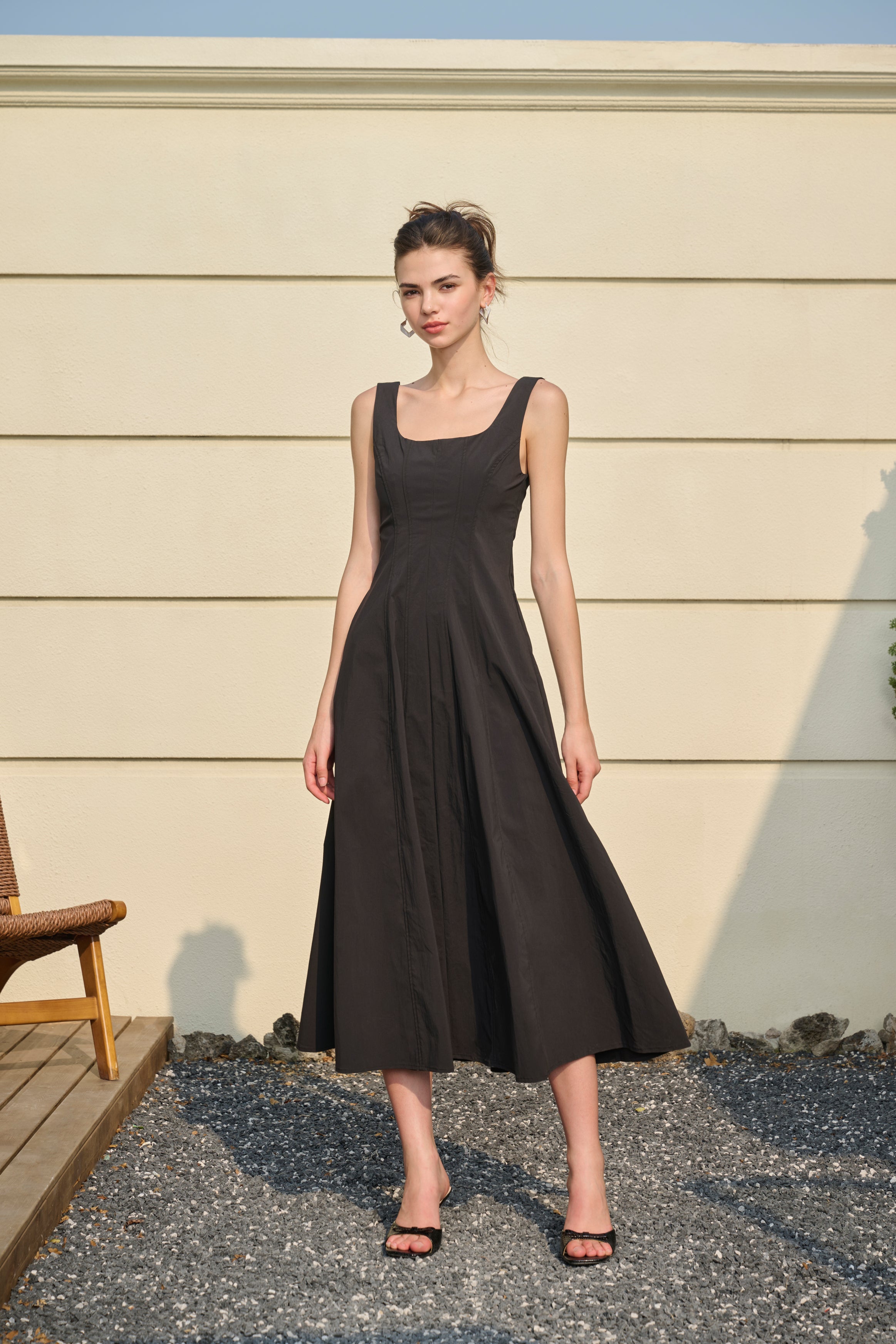Square neck midi dress