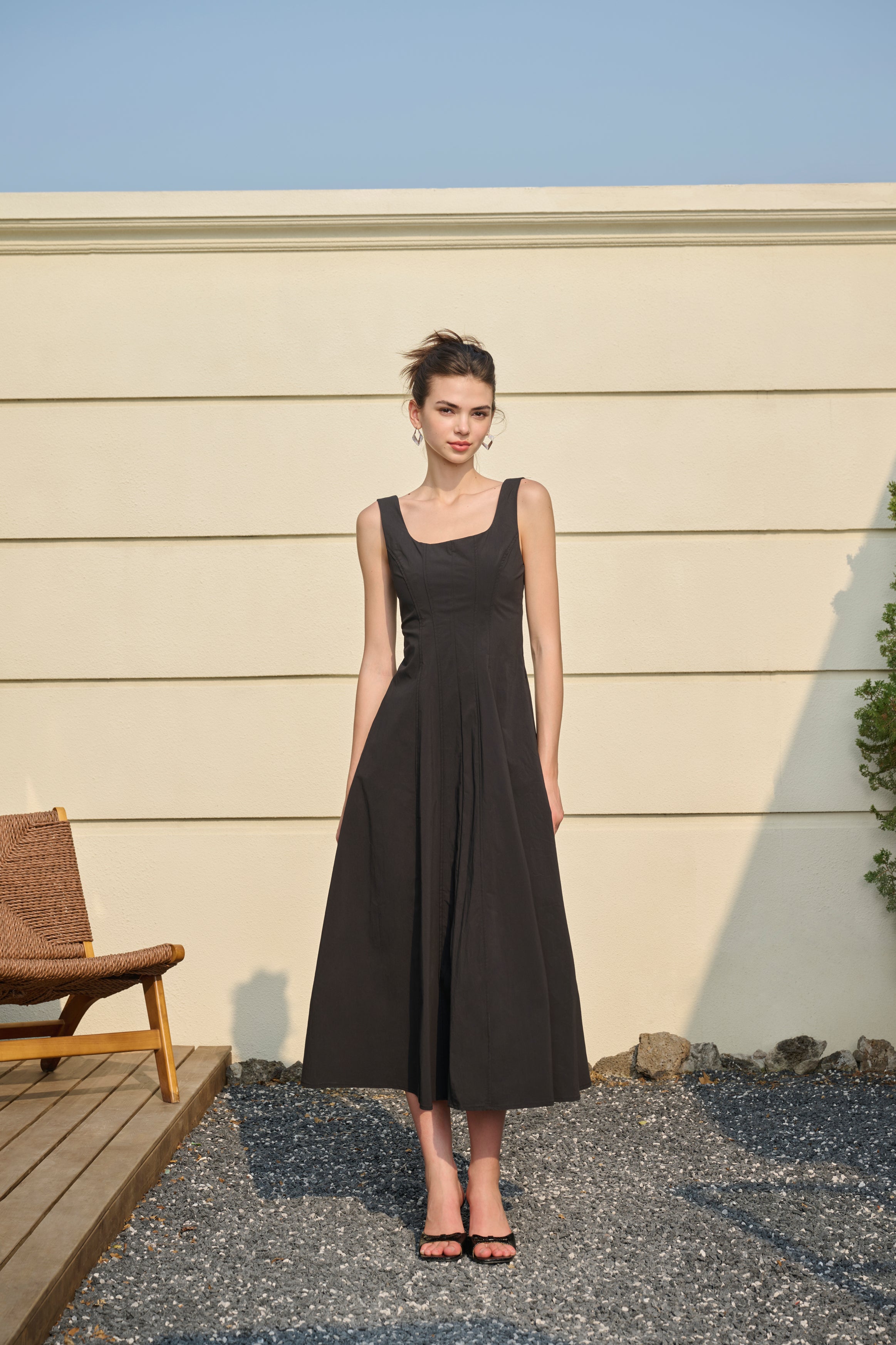 Square neck midi dress