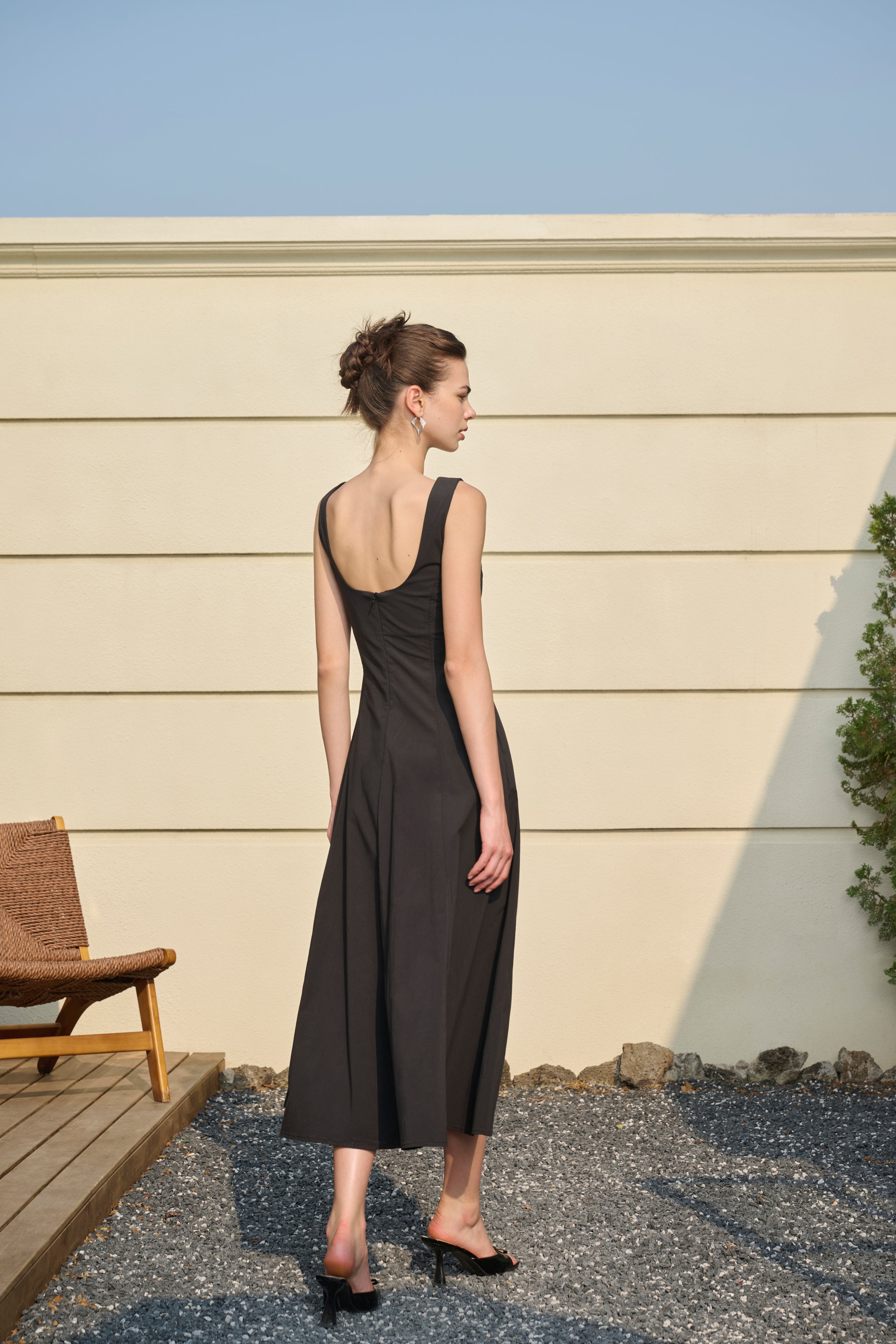 Square neck midi dress