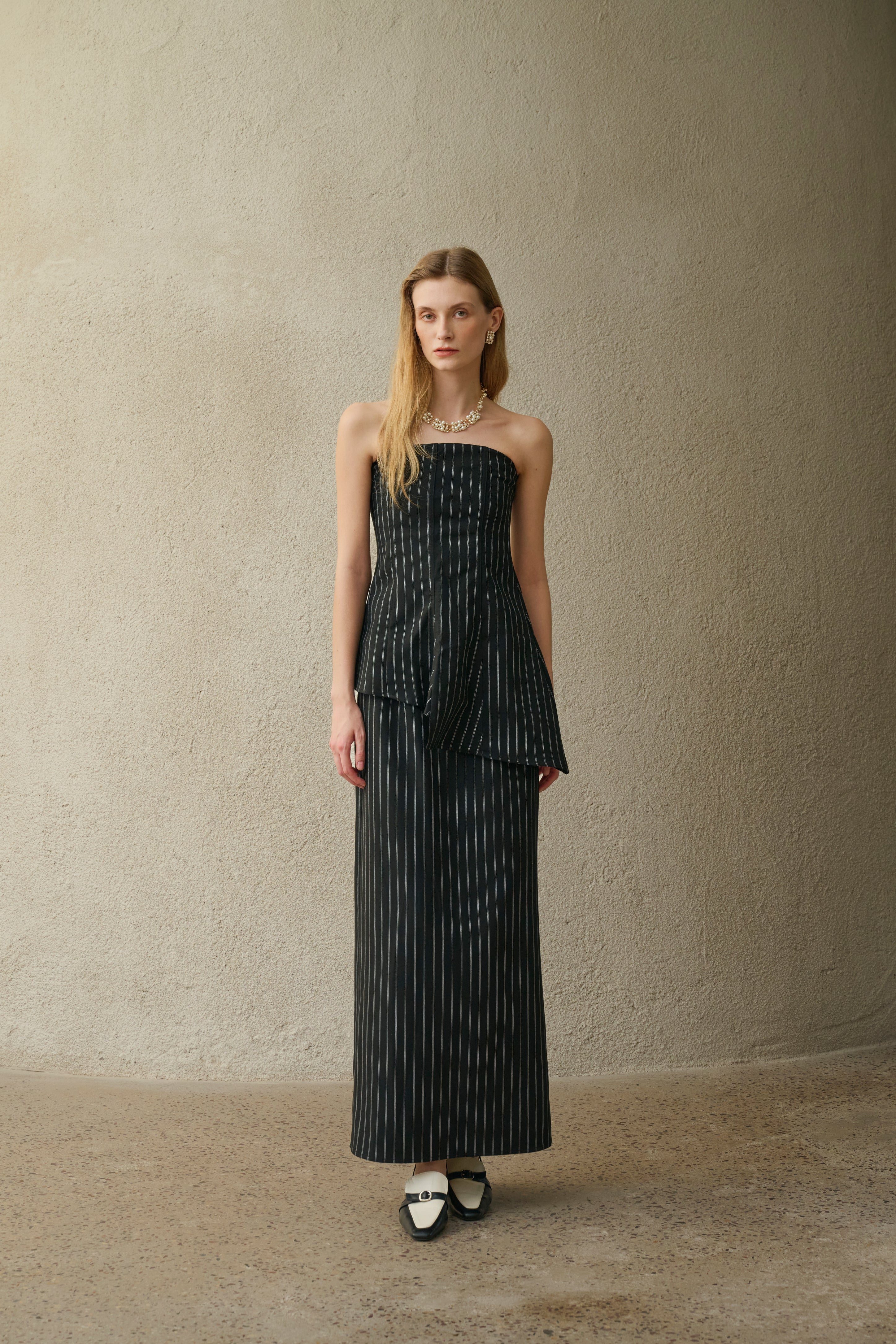 Strapless striped set
